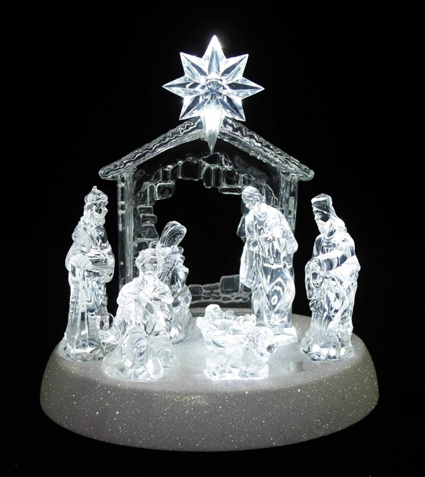 LED Lighted Christmas Nativity Scene - 7.5&#x22; - Pure White