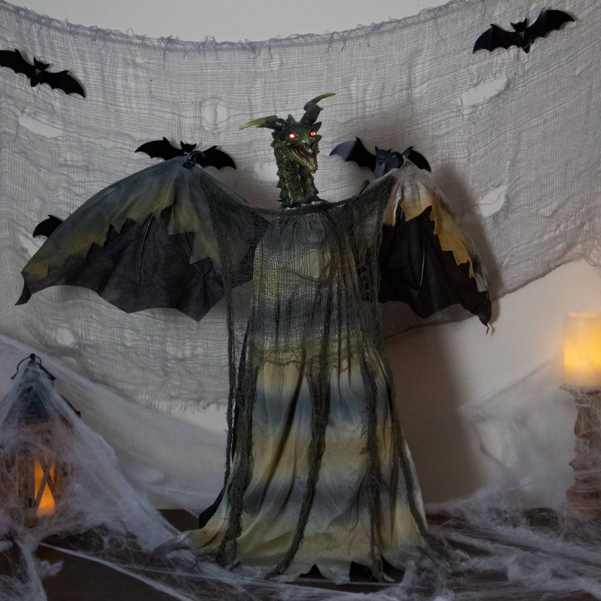39&#x22; Lighted &#x26; Animated Dragon Halloween Decoration