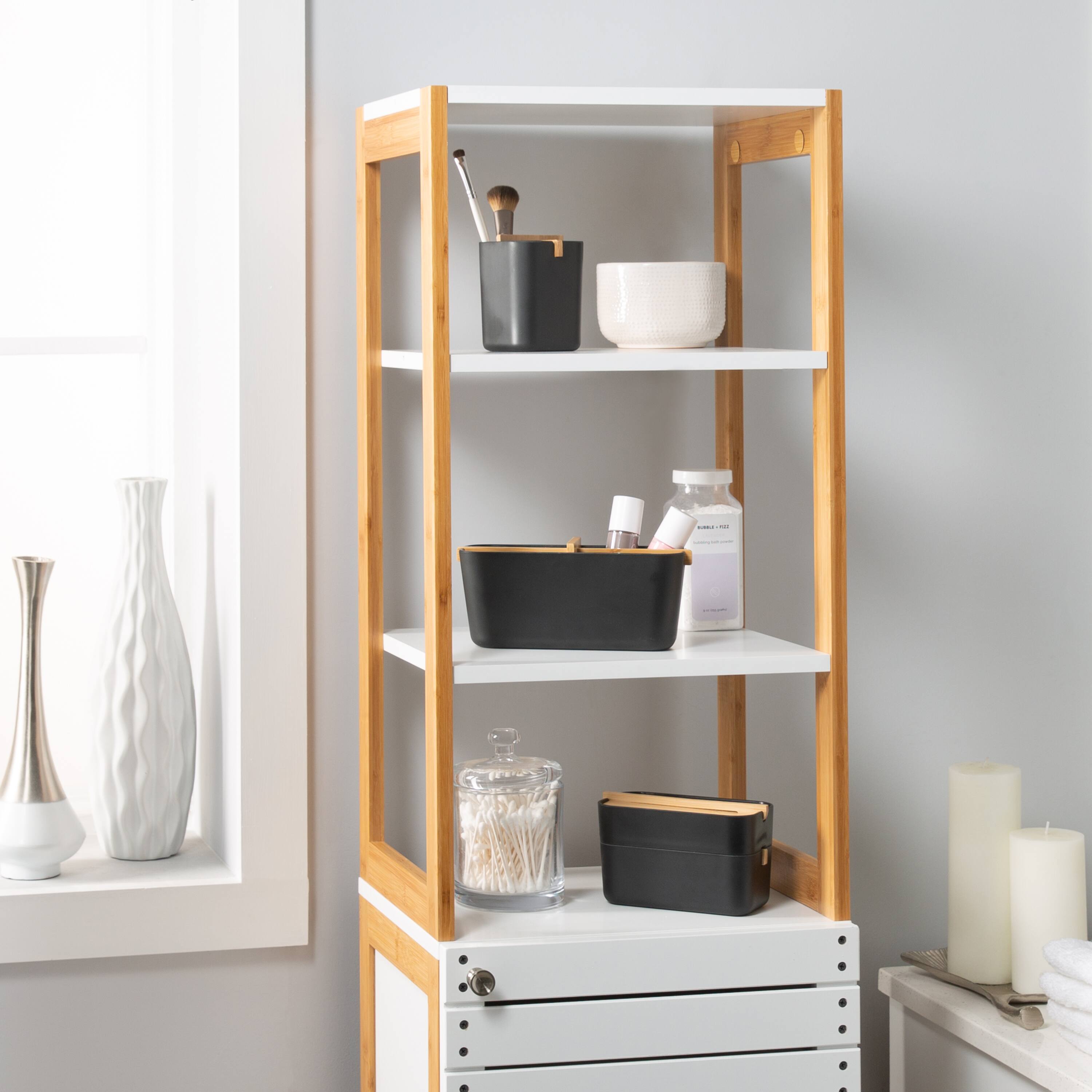 Organize It All Rendition 68&#x22; White 6-Shelf Bamboo High Cabinet