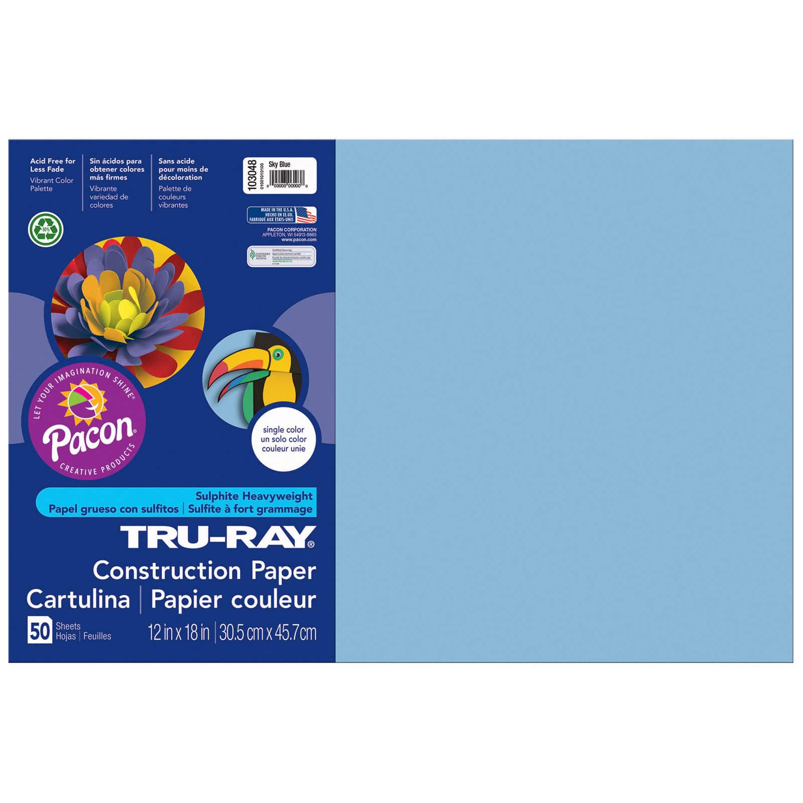Tru-Ray Construction Paper, Standard Assorted, 12 x 18, 50 Sheets Per  Pack, 5 Packs