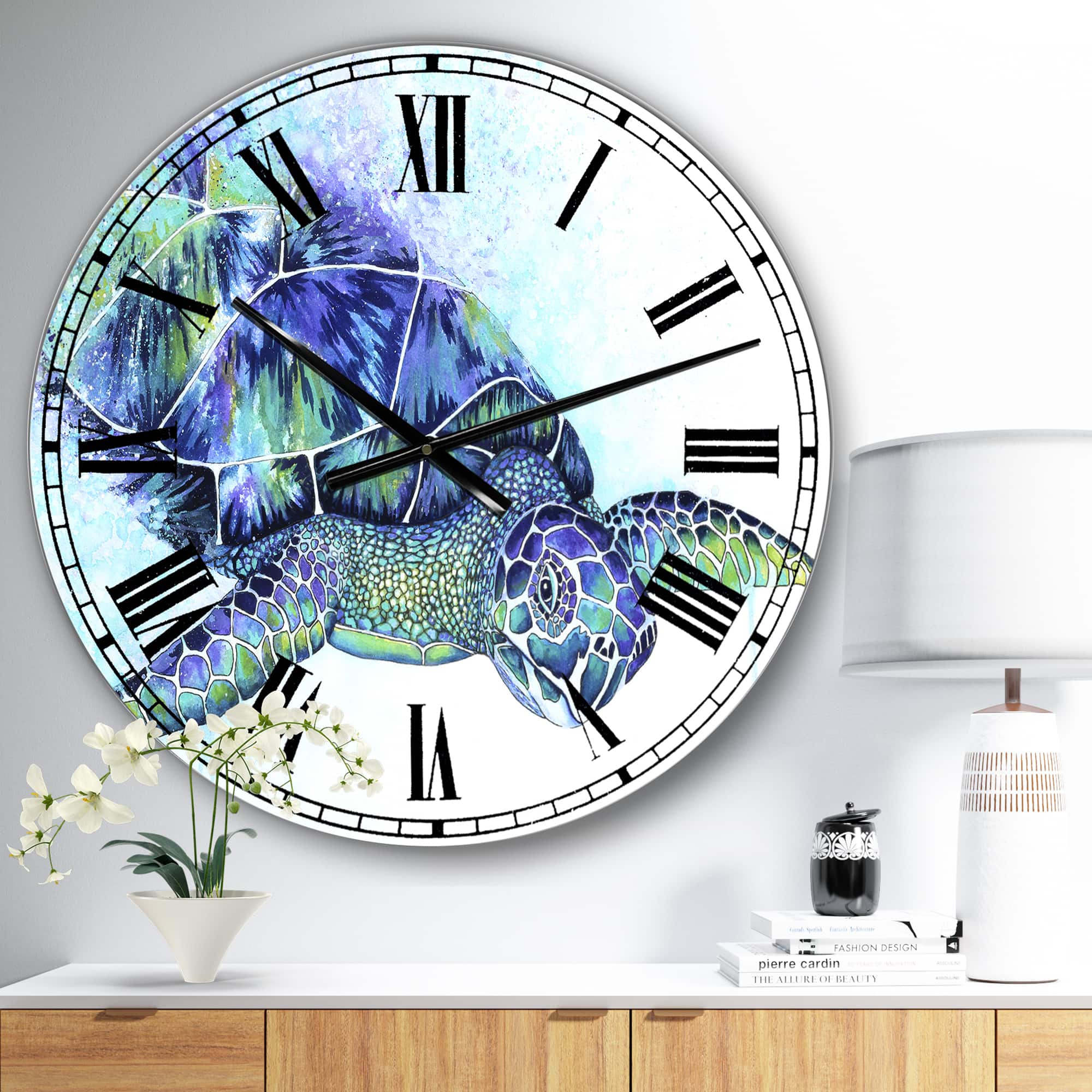 Designart 'Sea Turtle Oversized Cottage Wall Clock