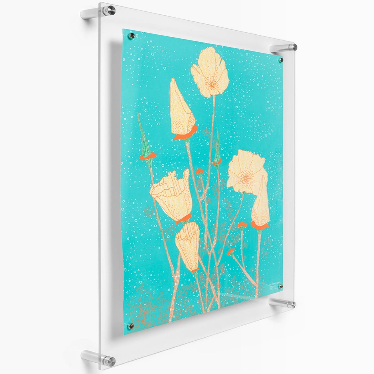 Wexel Art Single Panel Clear Acrylic Floating Wall Frame &#x26; Magnets with Silver Hardware