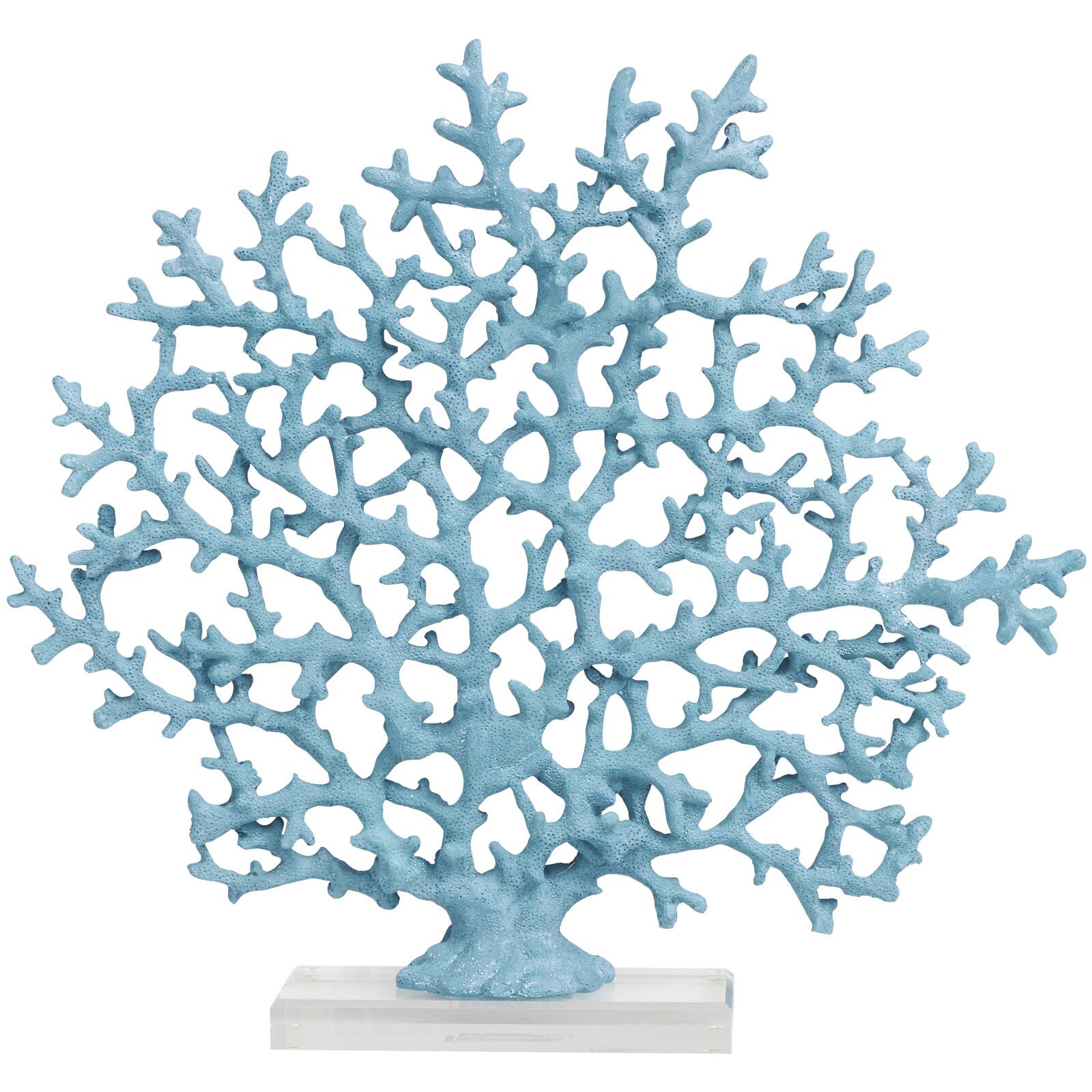 17" Blue Coral Sculpture with Clear Base