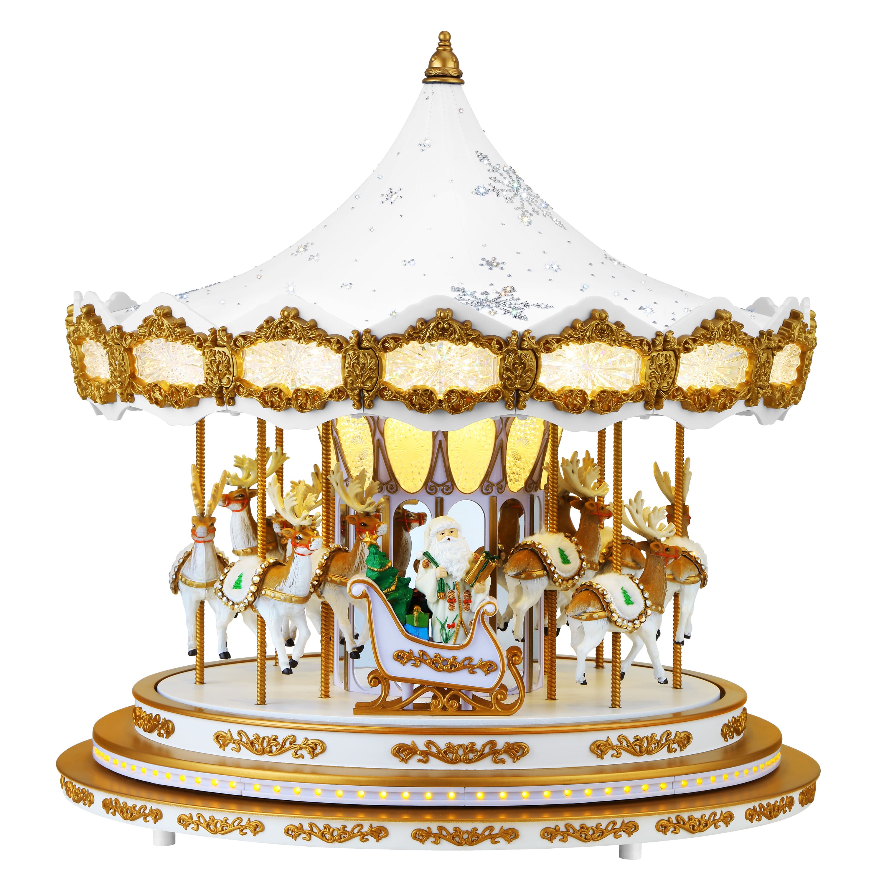 90th Anniversary Collection 17&#x22; White Animated &#x26; Musical LED Crystal Carousel Accent