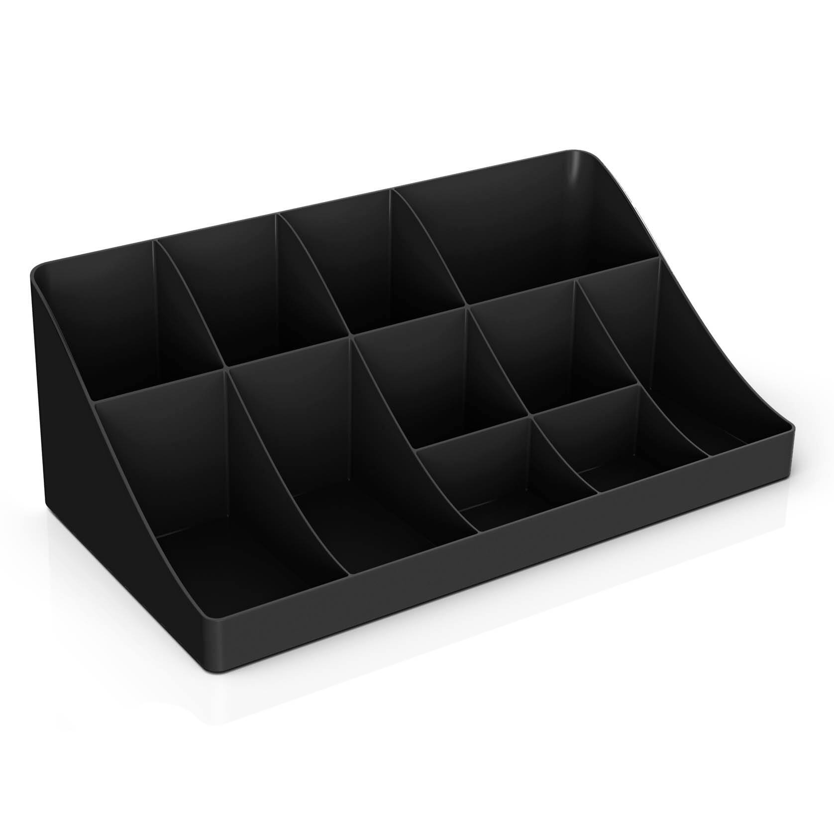 Mind Reader Black 11 Compartment Coffee Condiment Organizer &#x26; 50 Capacity Single Serve Coffee Pod Holder Storage Organizer