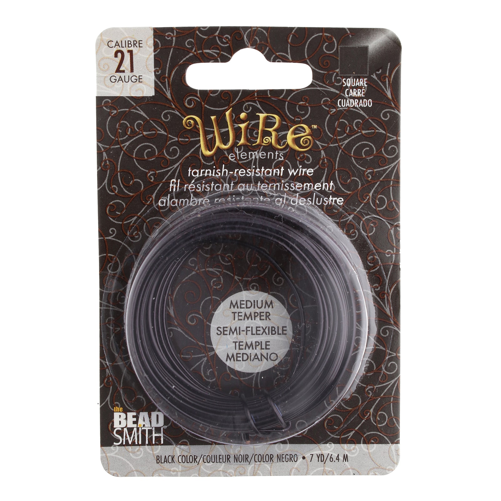 The Beadsmith® Wire Elements™ 21 Gauge Tarnish Resistant Medium Temper Square  Wire, 7yd.