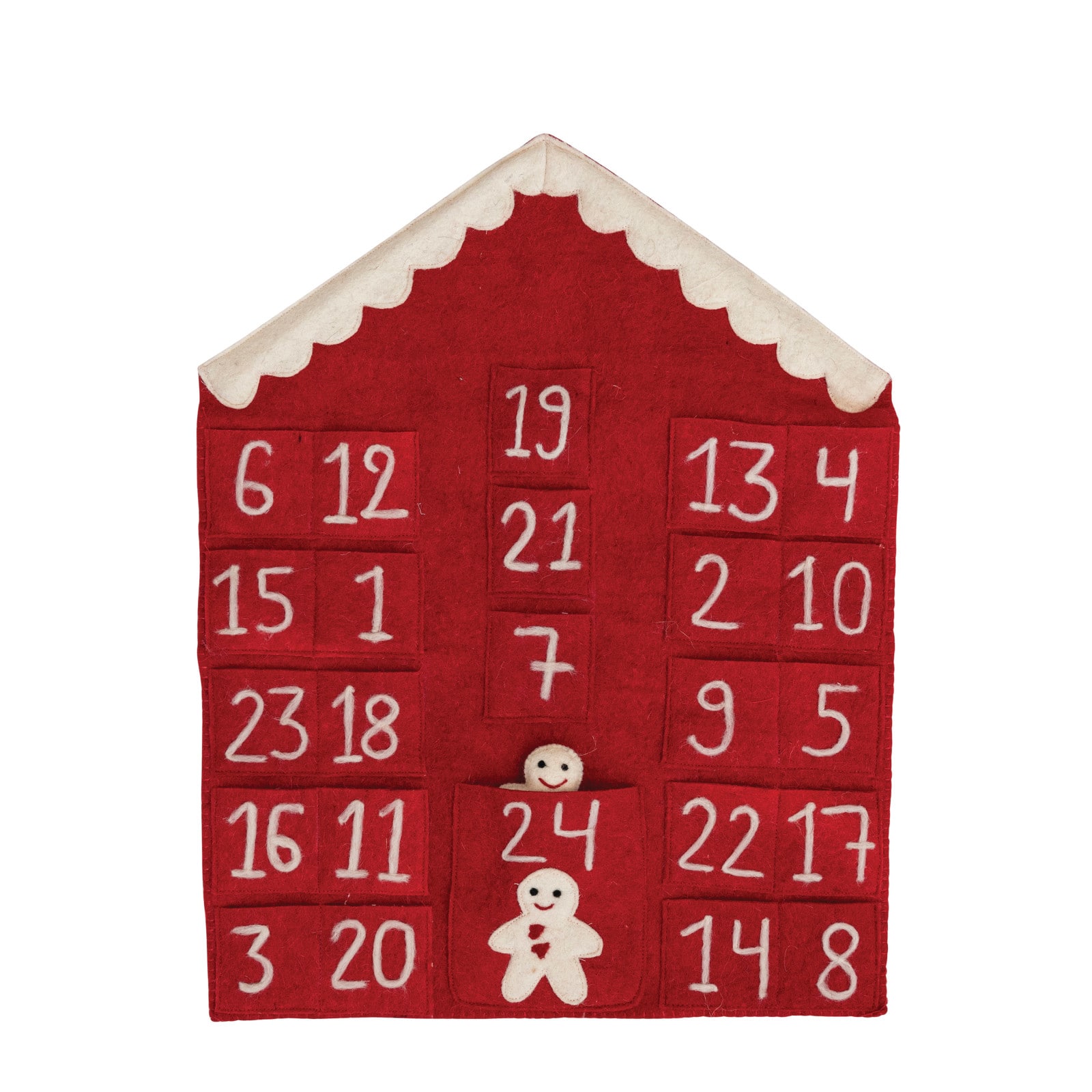 21.5&#x22; Gingerbread House Felt Advent Calendar Wall Hanging 