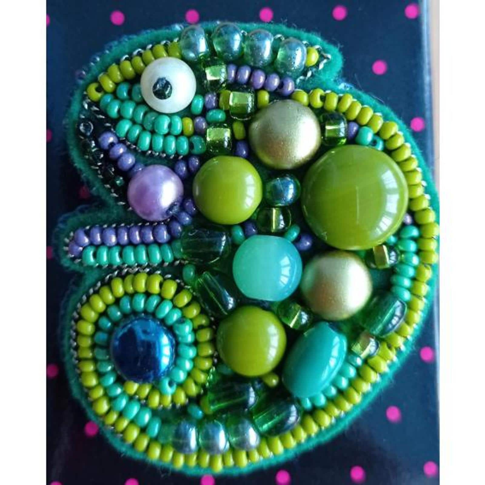 Crystal Art Beadwork Kit For Creating Broоch Chameleon