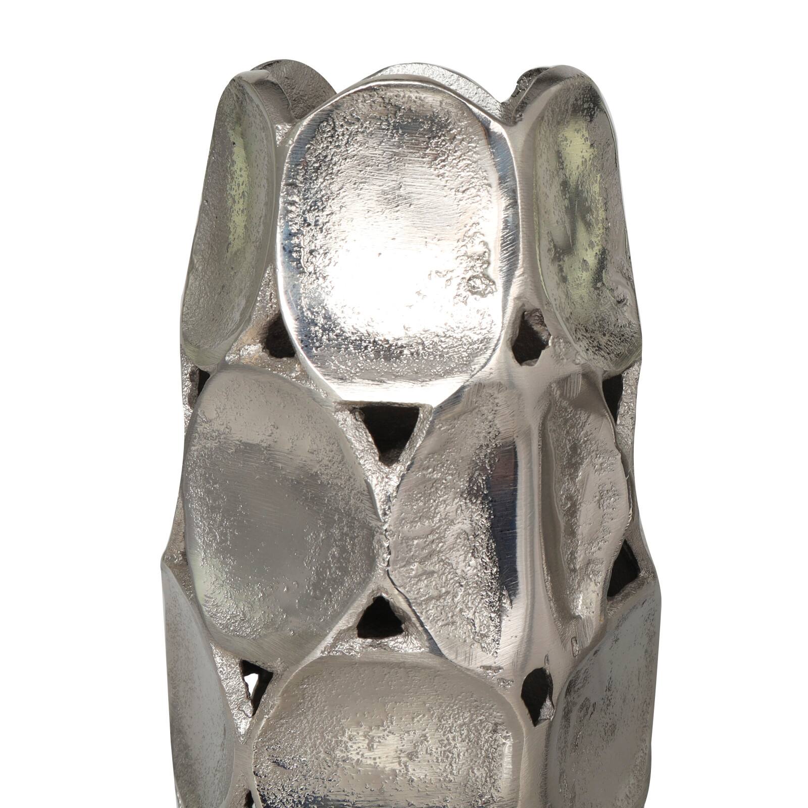 Silver Aluminum Geometric Open Framed Vase Set with Circular Plates