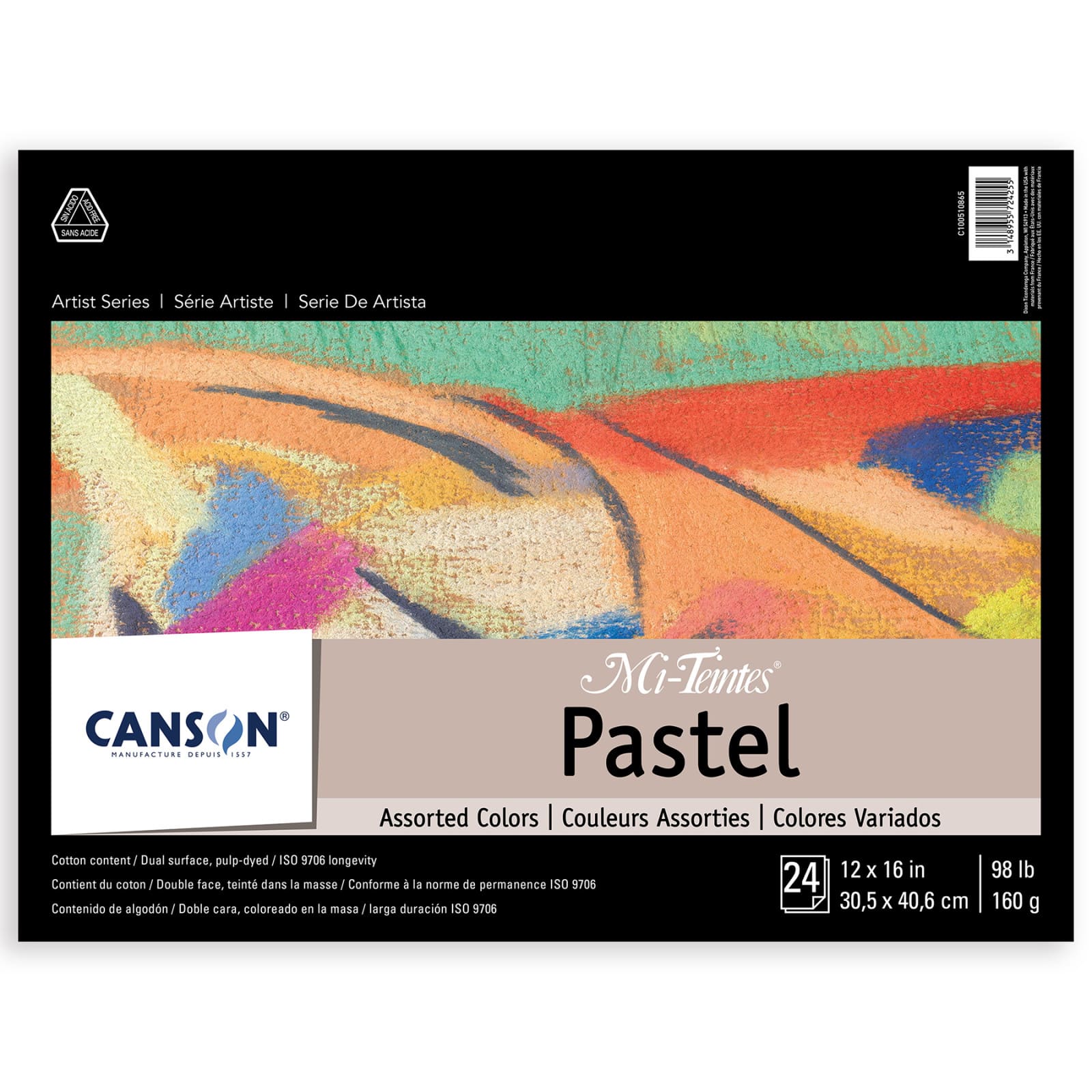Canson® 12" x 18" Mi-Teintes® Assorted Colors Pastel Paper Pad