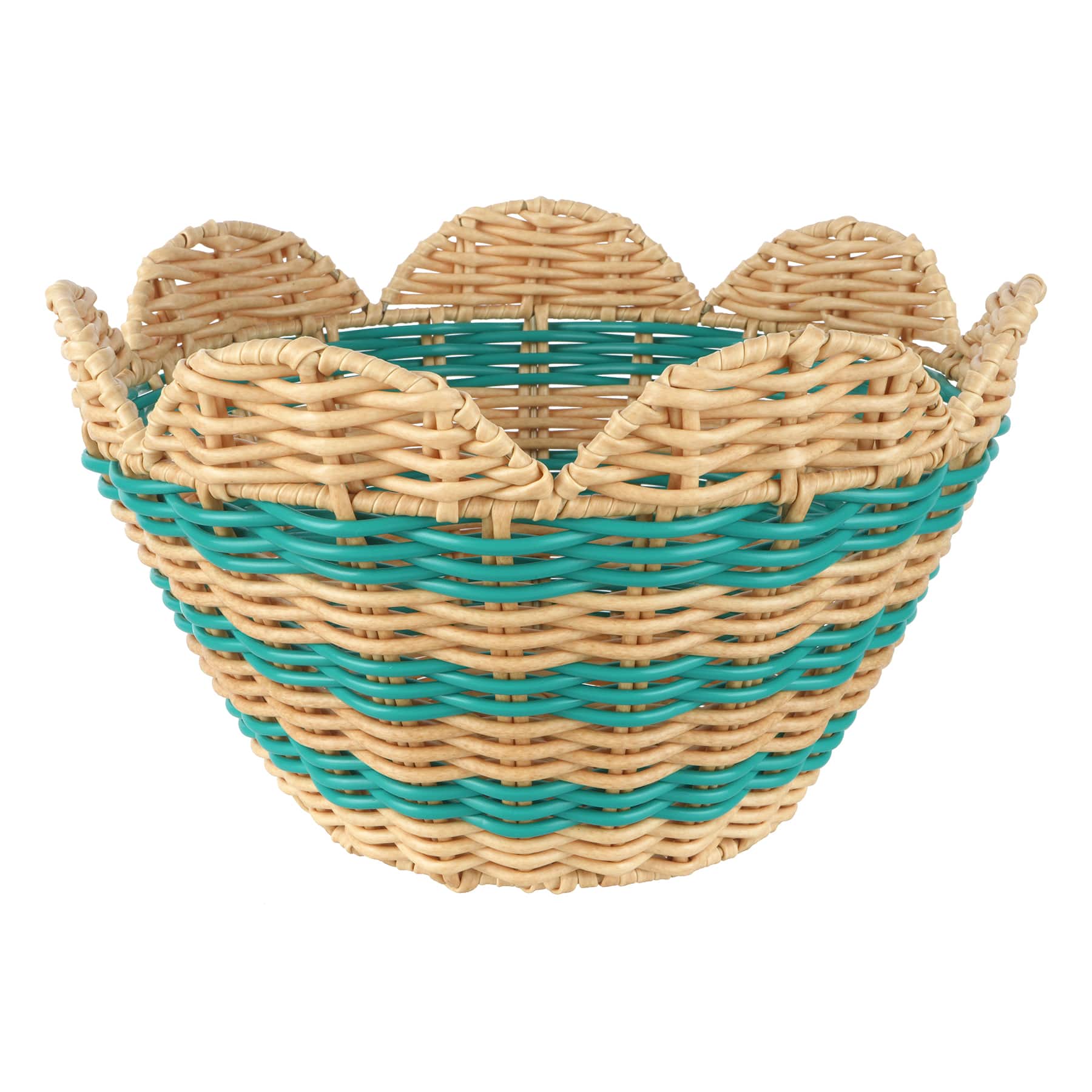 11" Blue Stripe Faux Rattan Basket by Ashland®