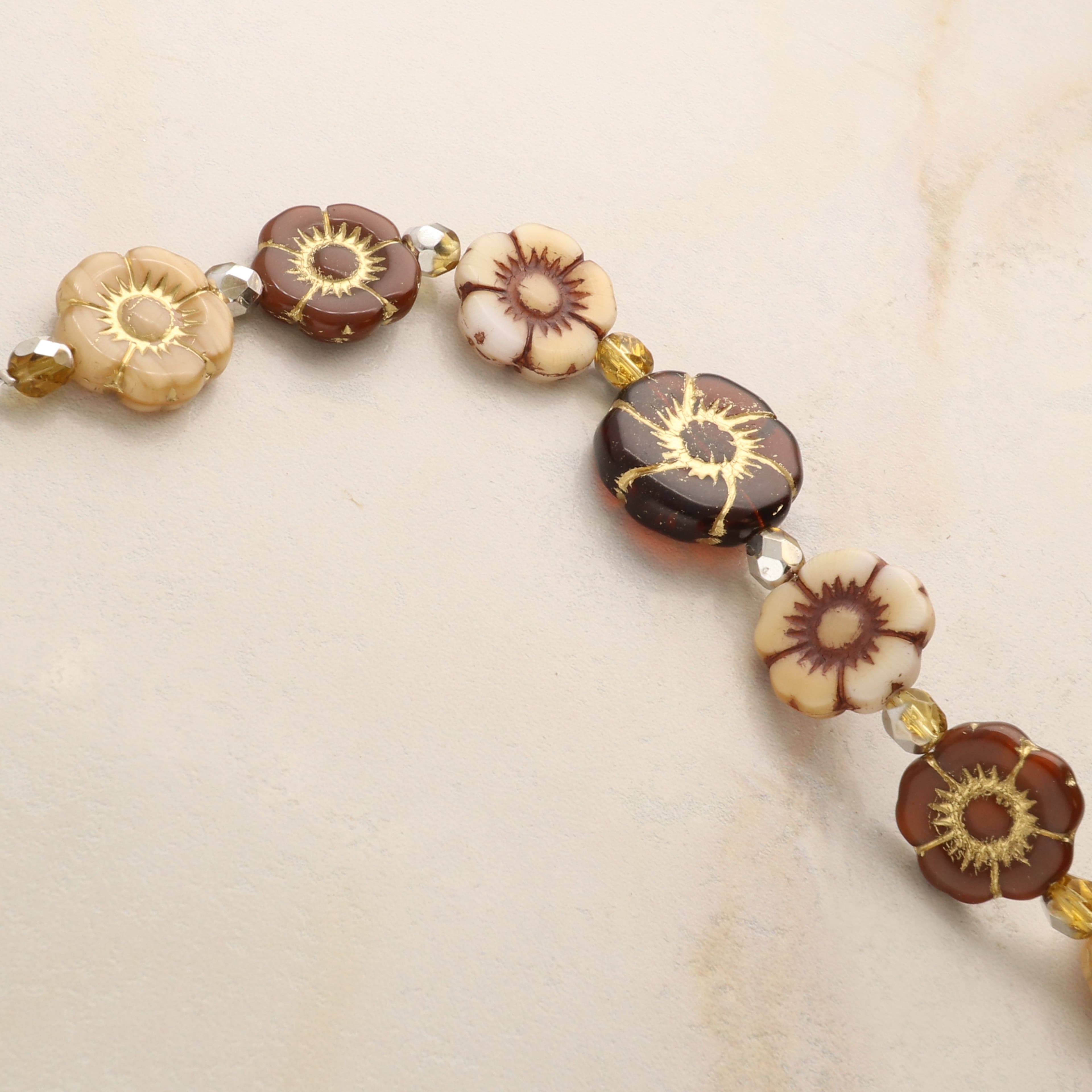 6 Packs: 15 ct. (90 total) Honey Autumn Czech Glass Flower Bead Mix by Bead Landing&#x2122;