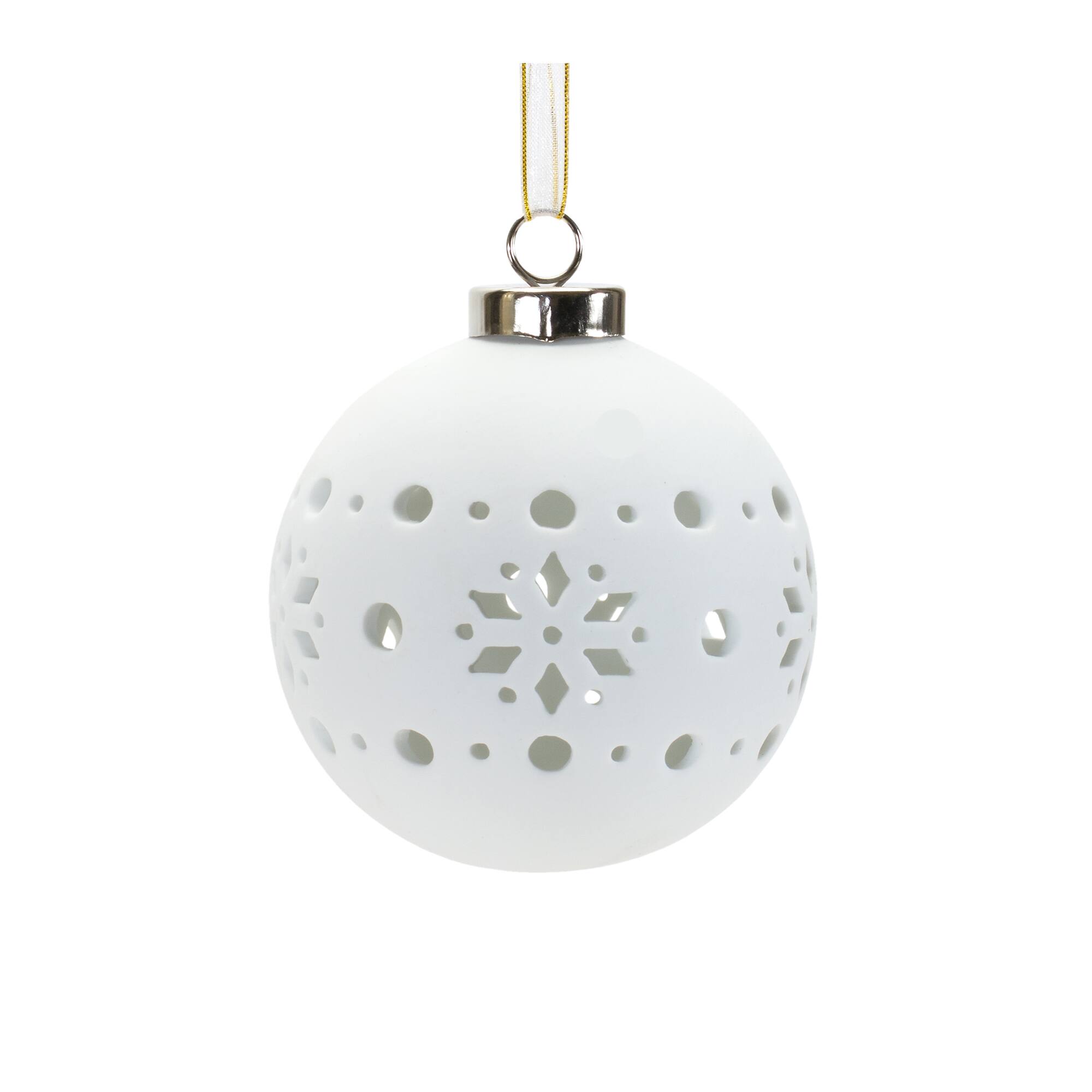 6 Pack White Onion &#x26; Ball Porcelain Ornaments