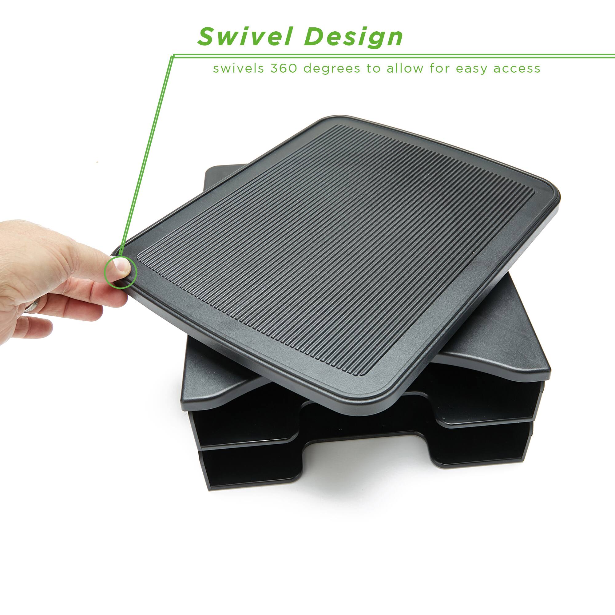 Mind Reader Black 2-Tier Swivel Top File Organizer