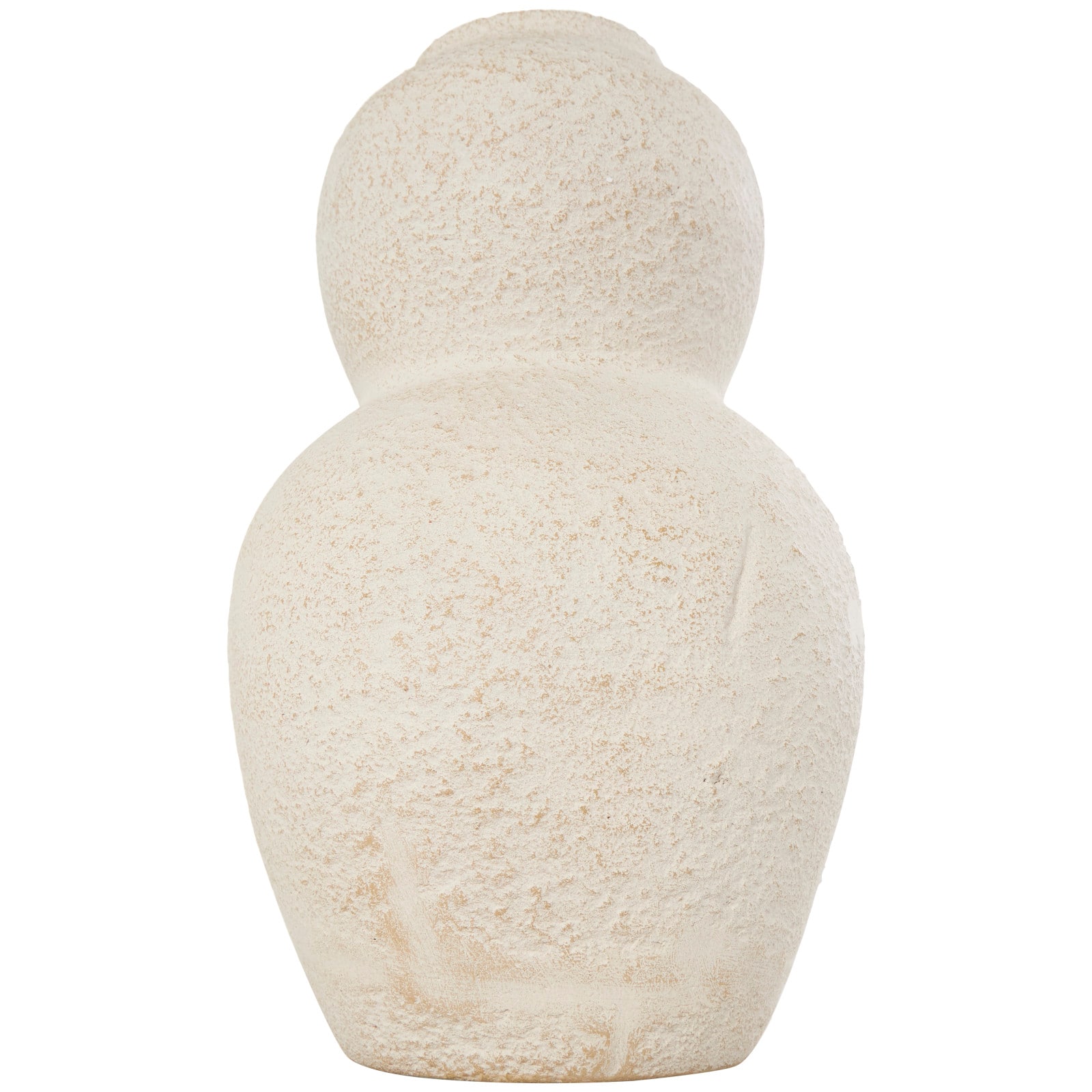 15" Cream Ceramic Hourglass Textured Vase