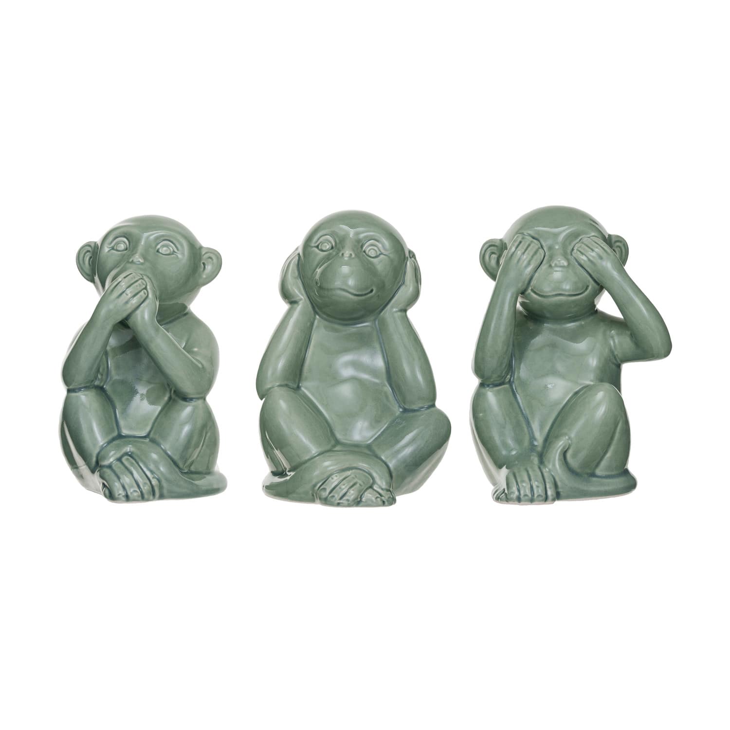 Hello Honey® Green Hear No Evil Stoneware Monkey Décor Accent Set