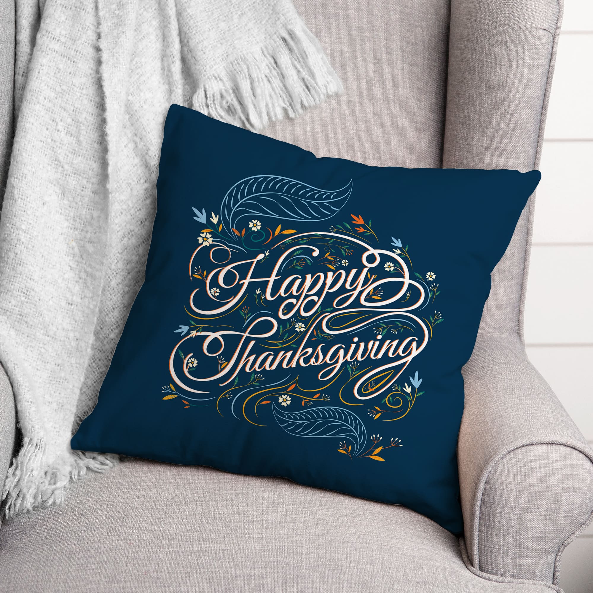 Happy Thanksgiving Script Pillow