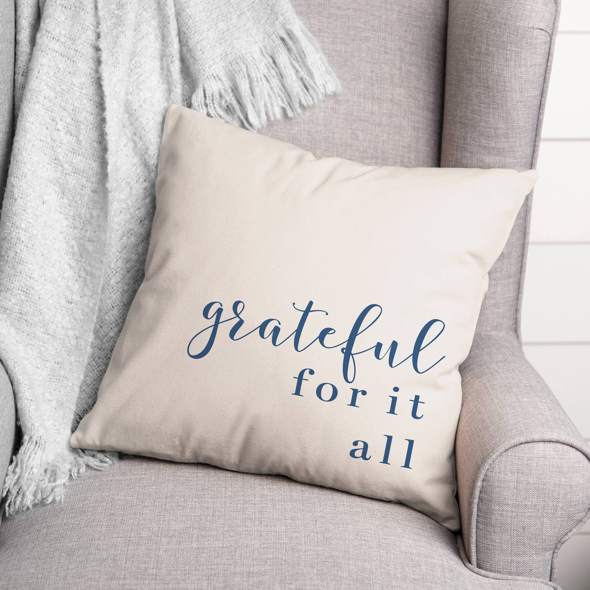 18&#x22; x 18&#x22; Grateful For It All Indoor/Outdoor Throw Pillow