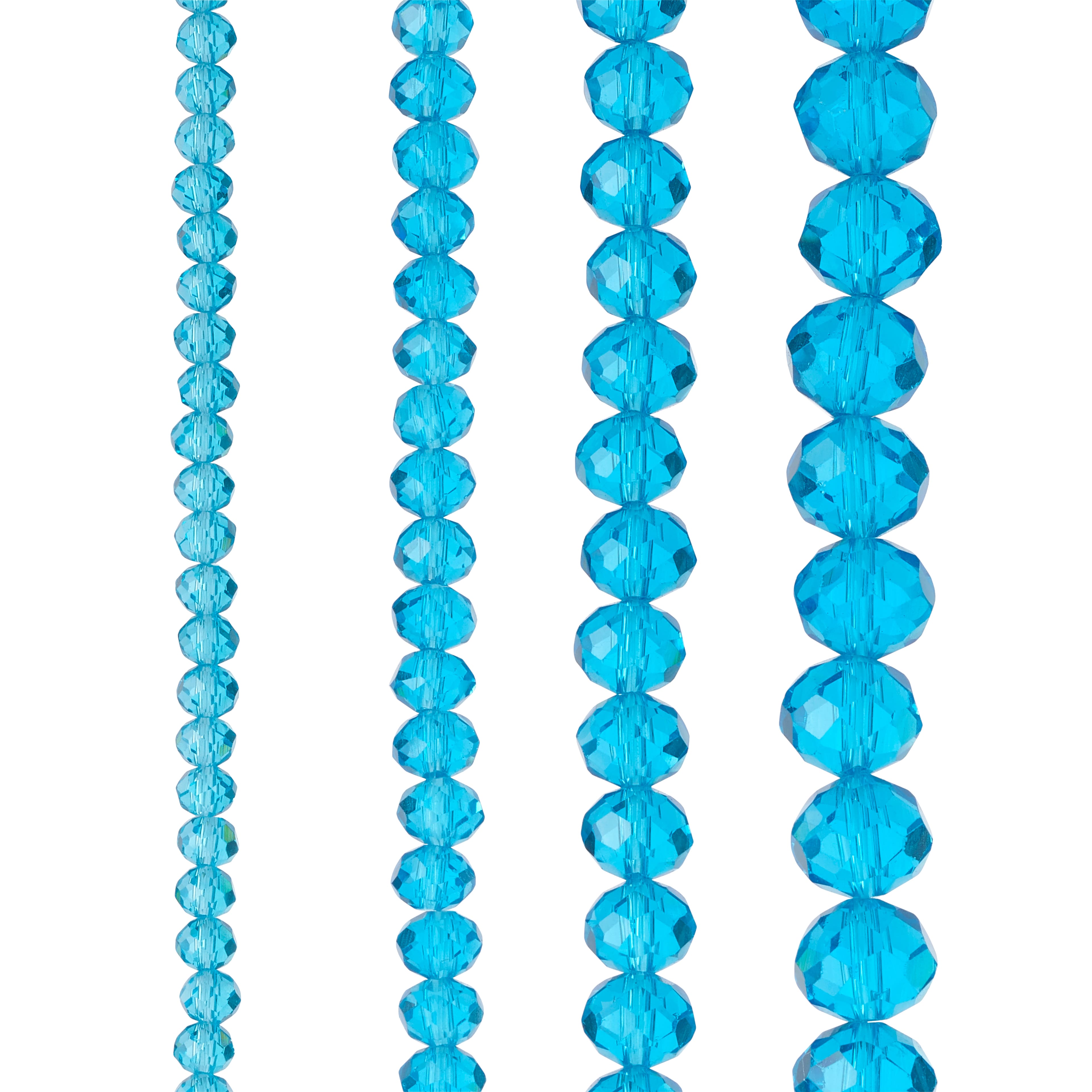 12 Packs: 4 ct. (48 total) Turquoise Faceted Glass Rondelle Beads by Bead Landing™