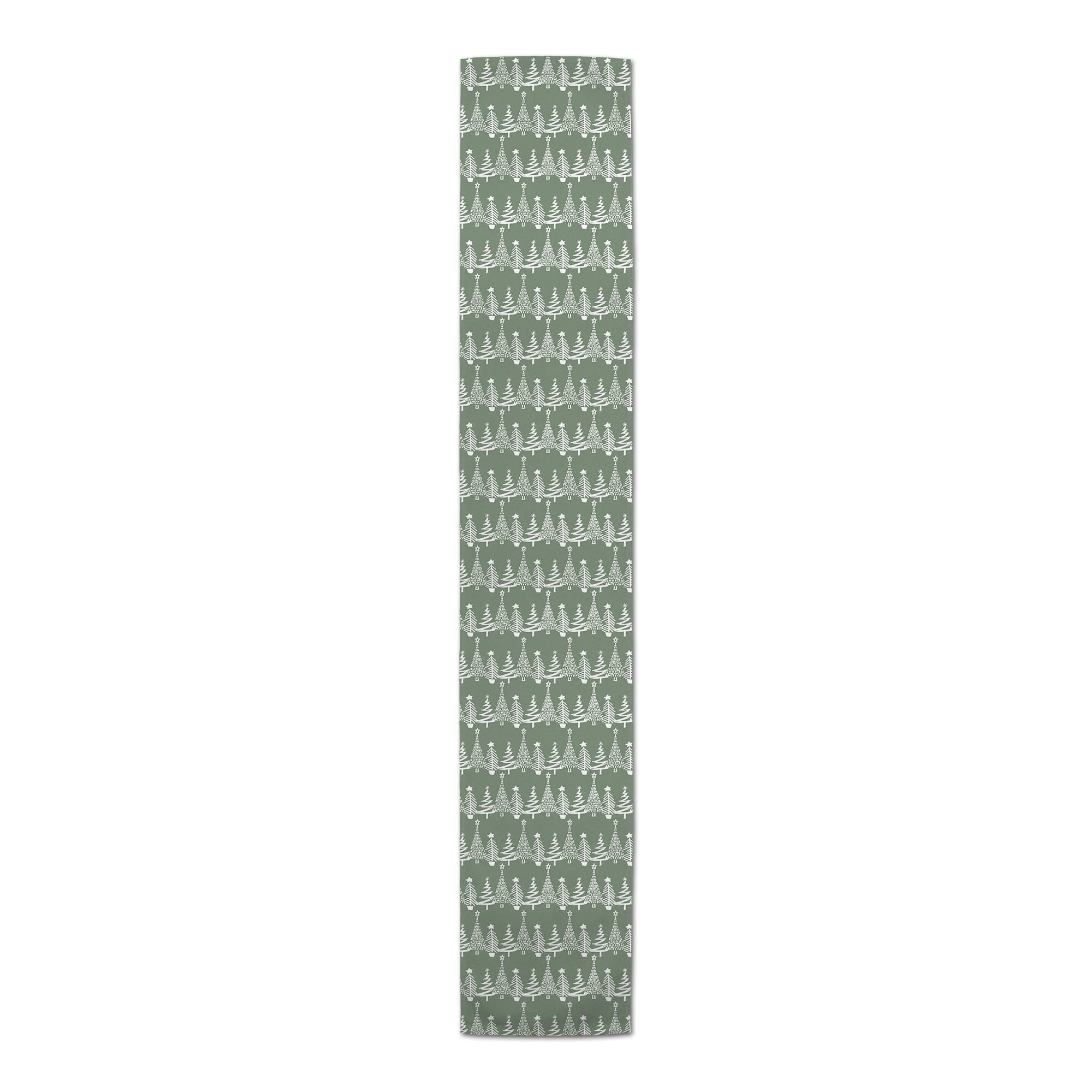 72&#x27;&#x27; Sage Christmas Tree Pattern Cotton Twill Runner