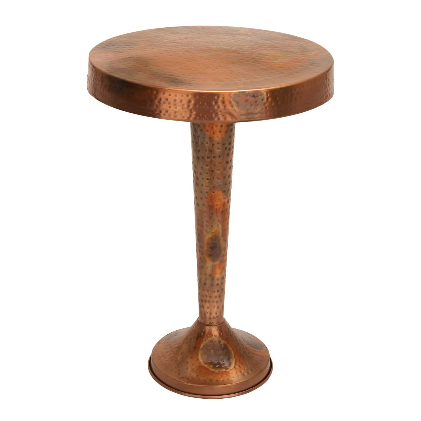 26&#x22; Copper Aluminum Vintage Accent Table