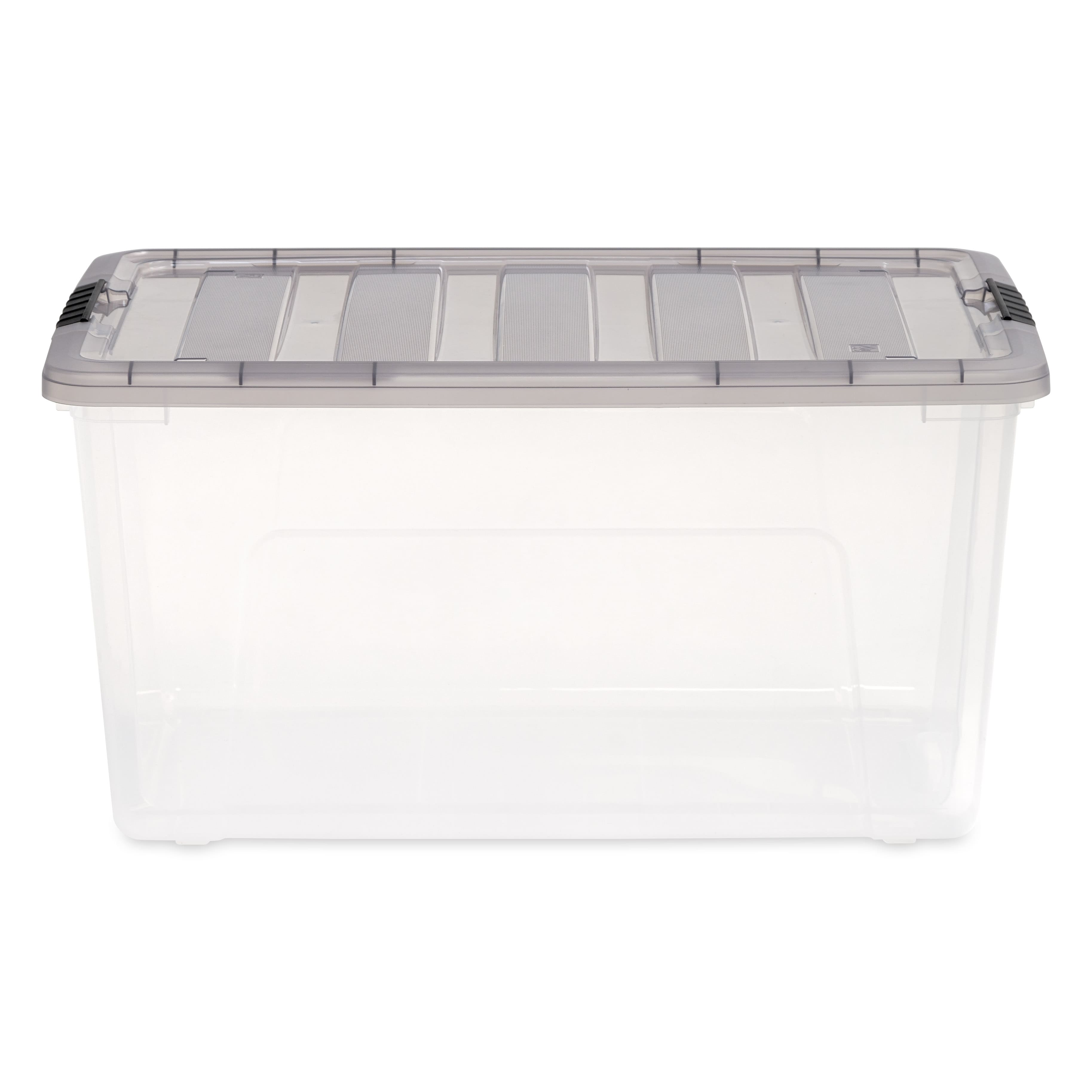 IRIS® Stack & Pull™ Clear Storage Box with Gray Lid