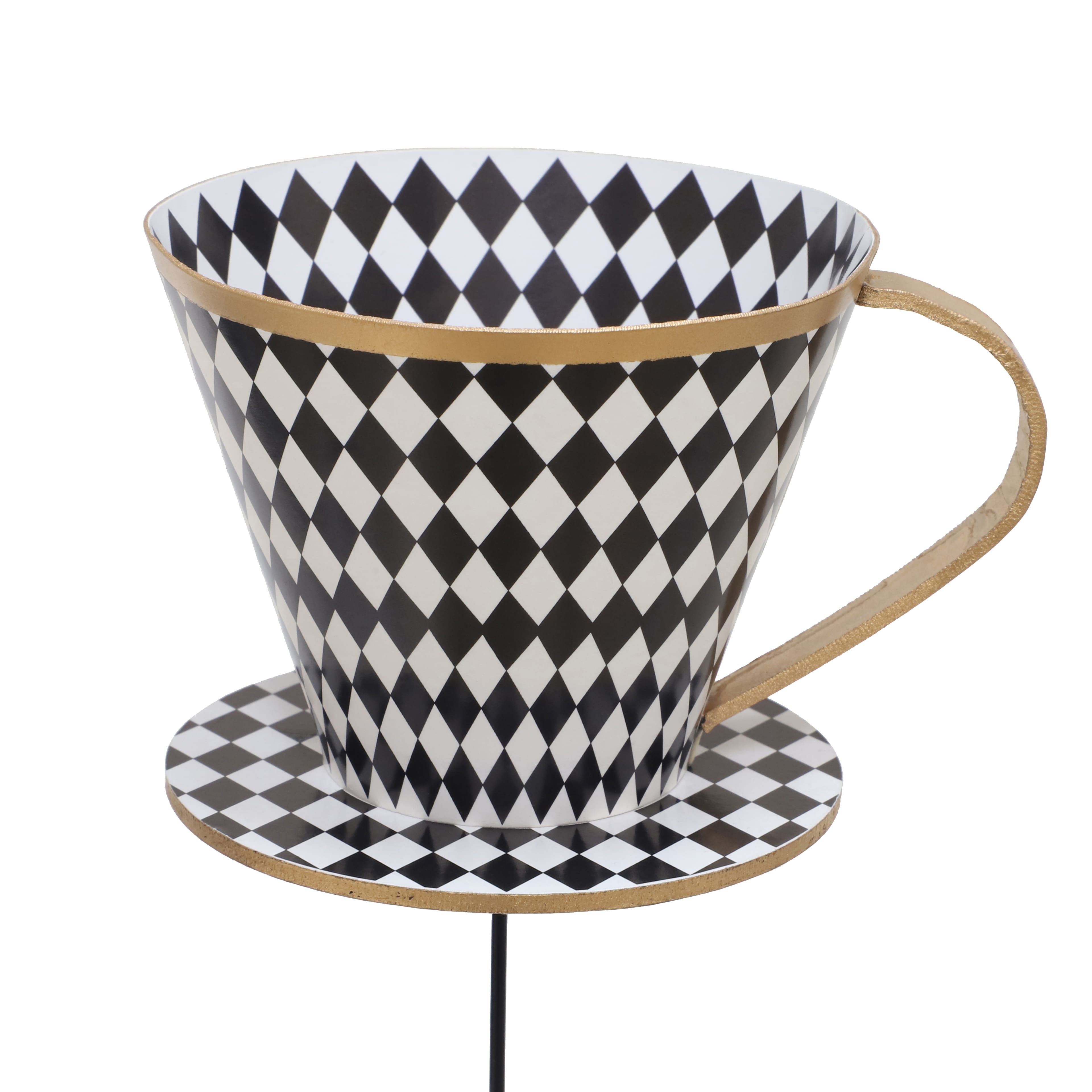 8.75&#x22; White &#x26; Black Checkered Teacup Pick by Ashland&#xAE;