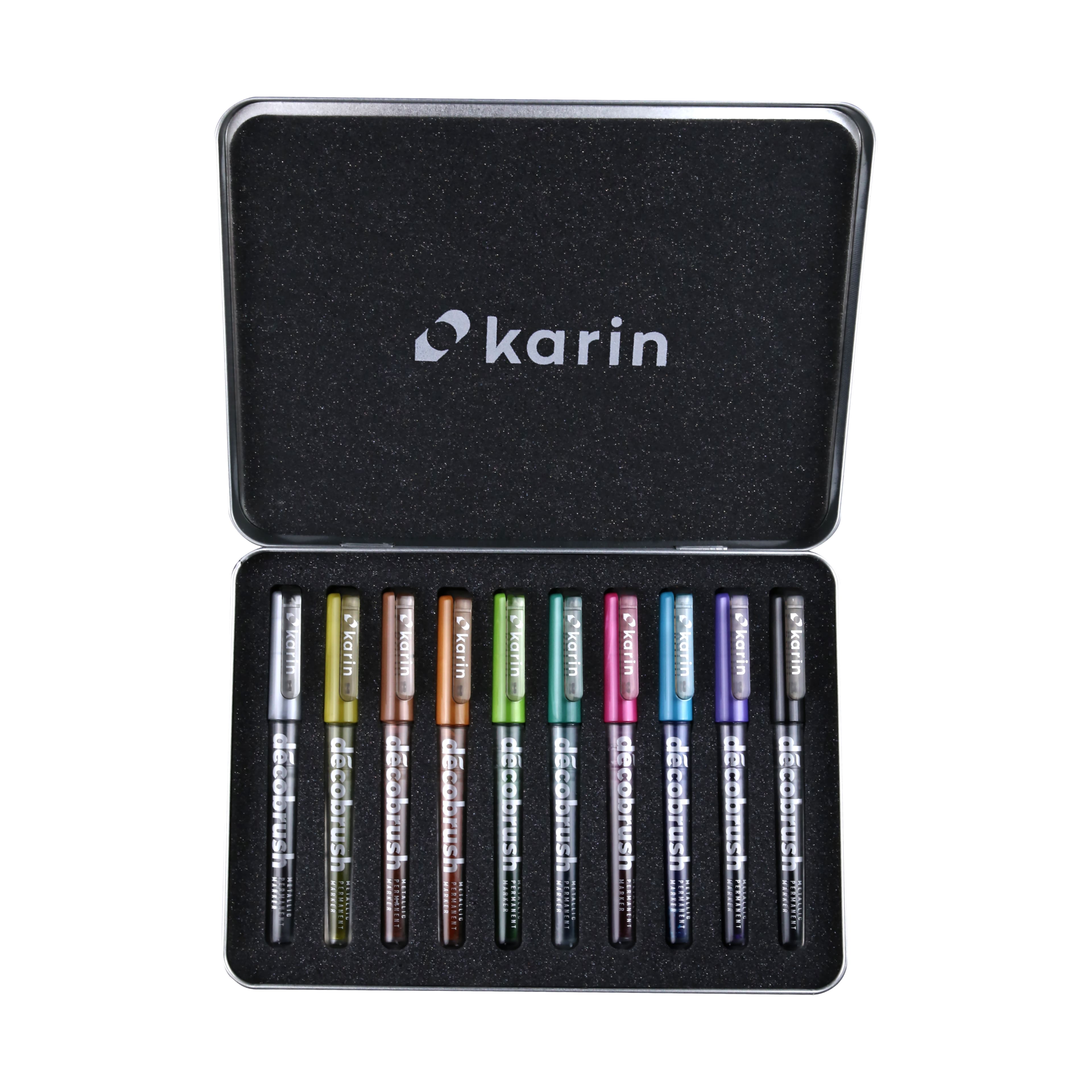 6 Pack: Karin D&#xE9;coBrush 10 Color Metallic Marker Set