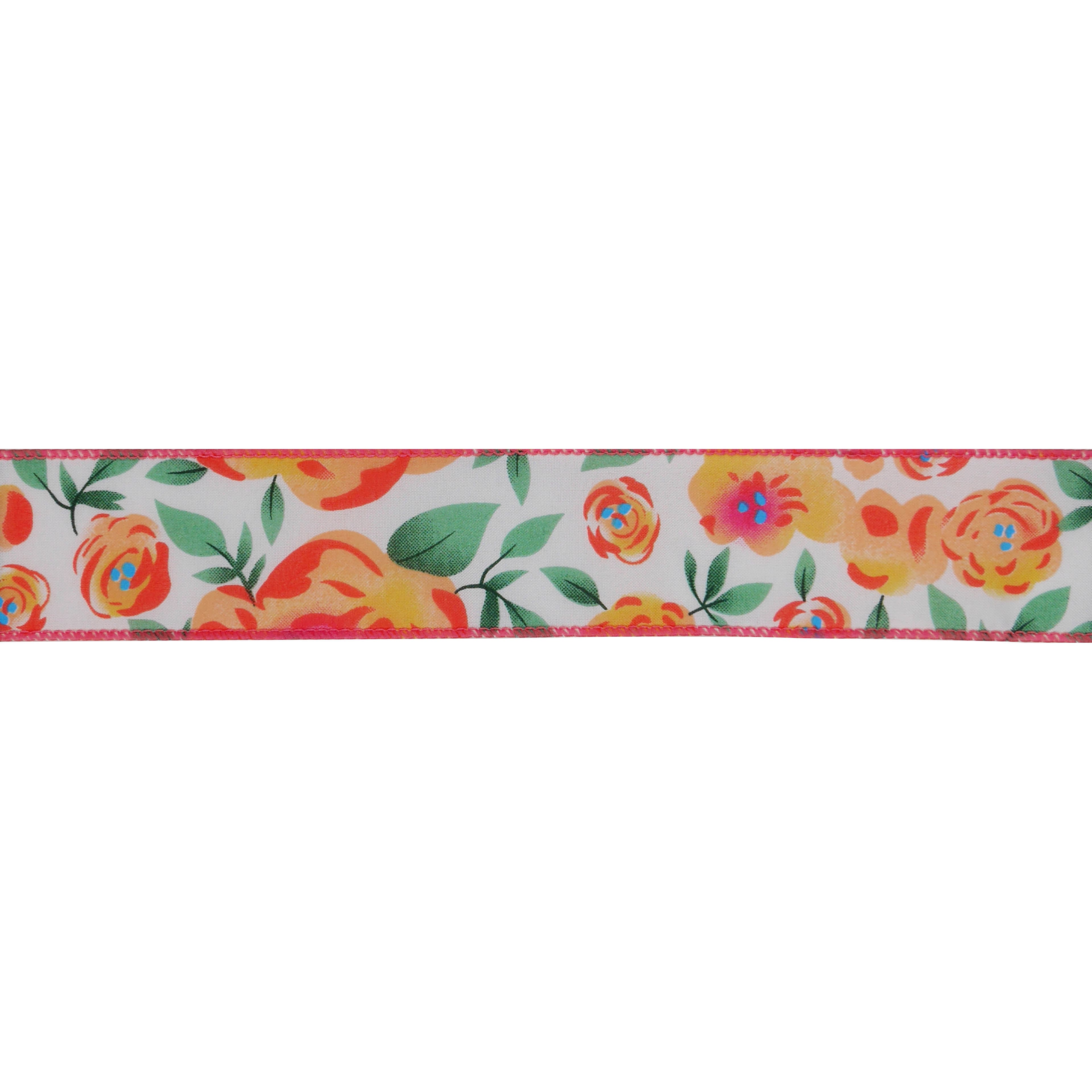 1.5&#x22; x 3yd. Orange Floral Wired Ribbon by Celebrate It&#xAE; Hot Buy!