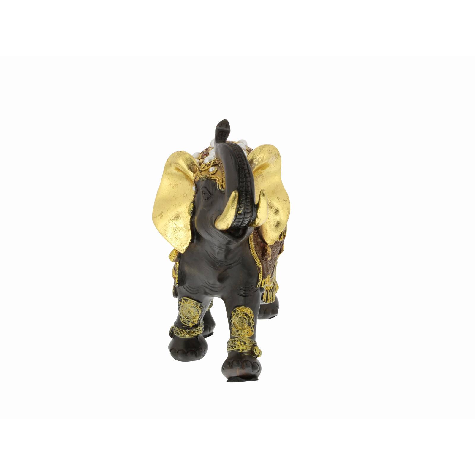 10&#x22; Brown Eclectic Polystone Elephant Sculpture