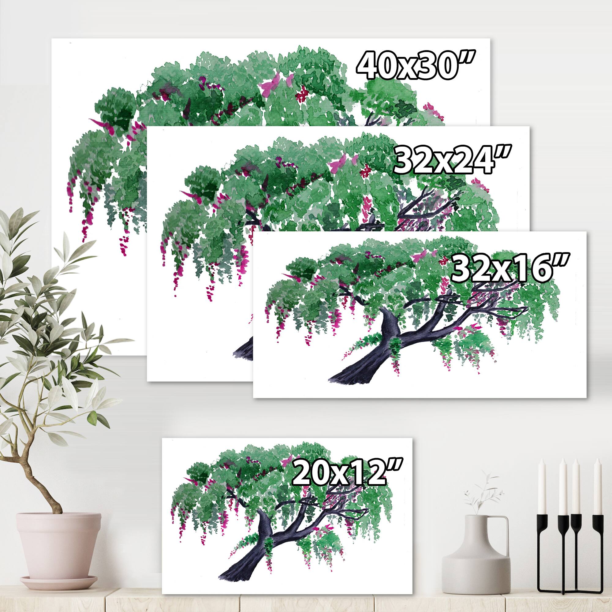 Designart - Tree of Wisteria - Traditional Canvas Wall Art Print