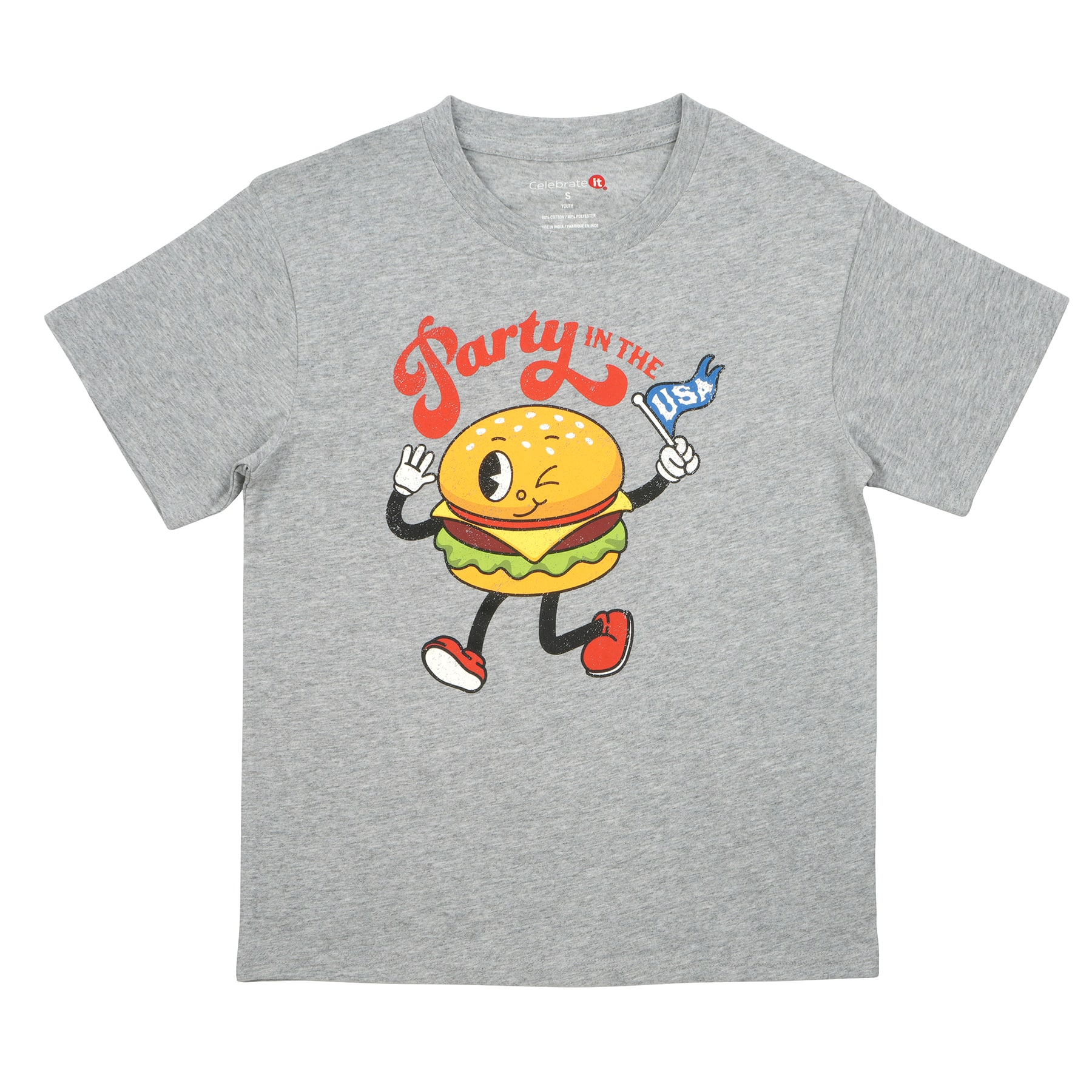 Gray Party in the USA Hamburger Youth T-Shirt by Celebrate It&#x2122;