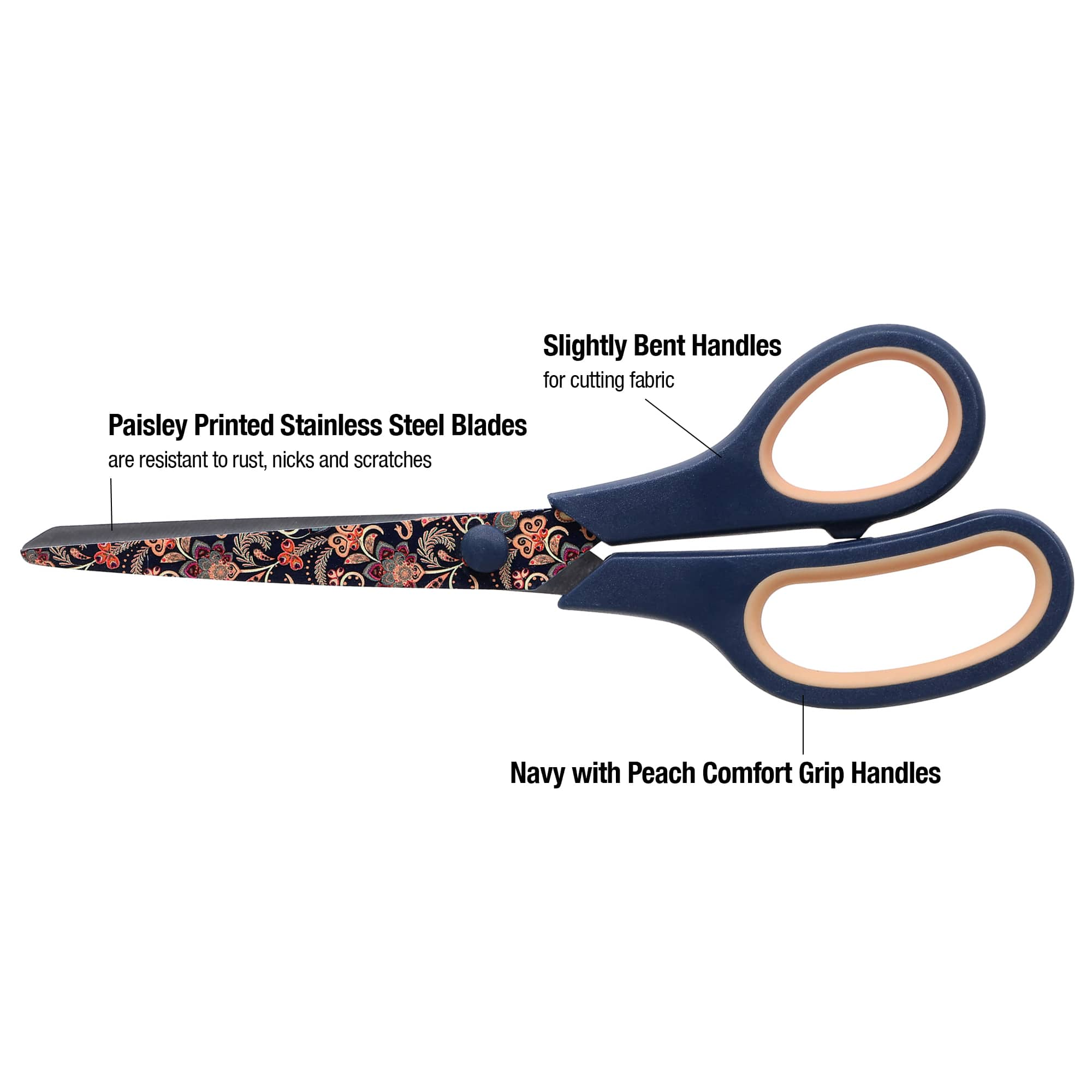 SINGER&#xAE; Paisley Polka Dot Printed 8.5&#x22; Fabric Scissors &#x26; 5.5&#x22; Detail Craft Scissors Set