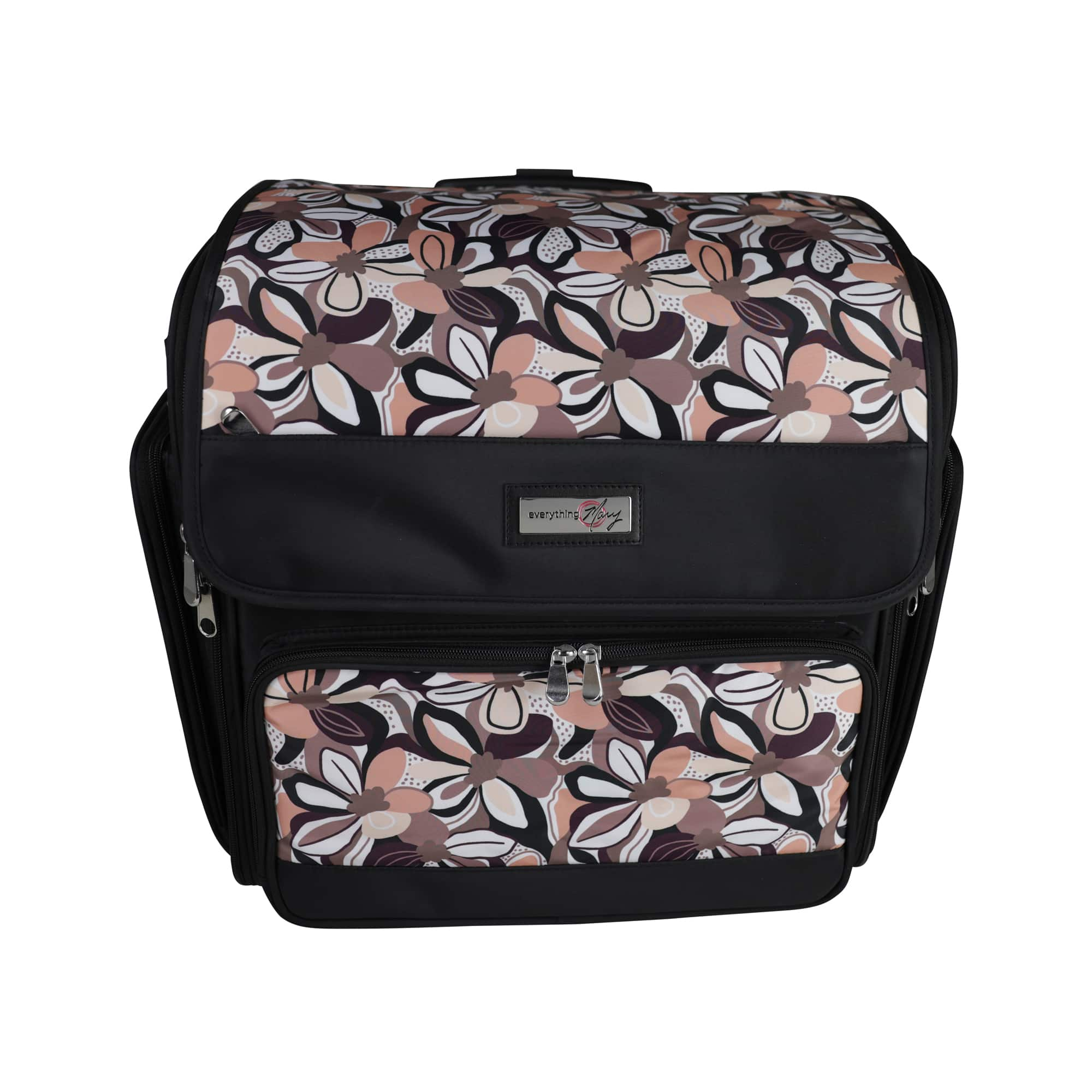 Everything Mary Brown Floral Deluxe Collapsible Rolling Craft Bag