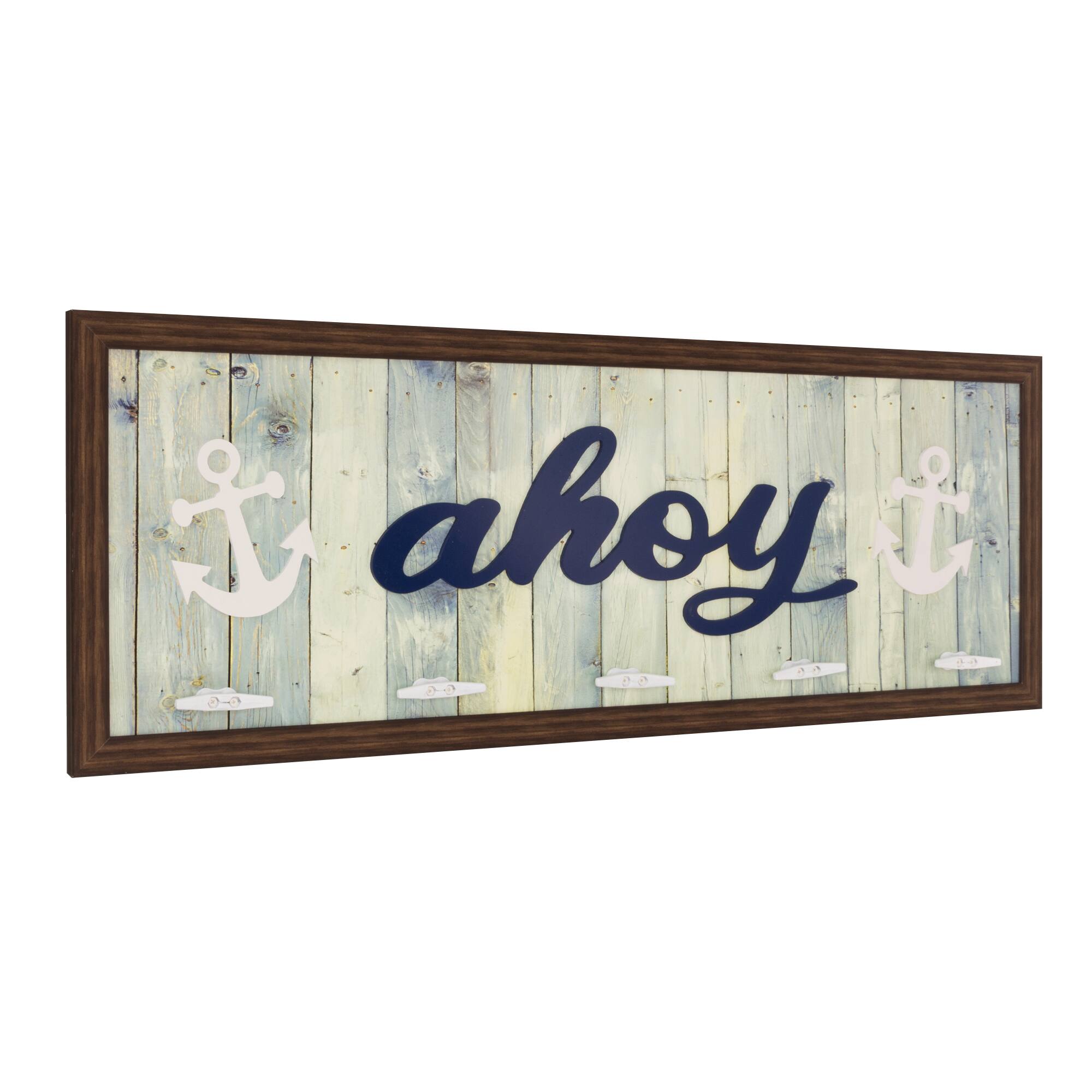 Rustic Coastal Ahoy Framed Coat Rack