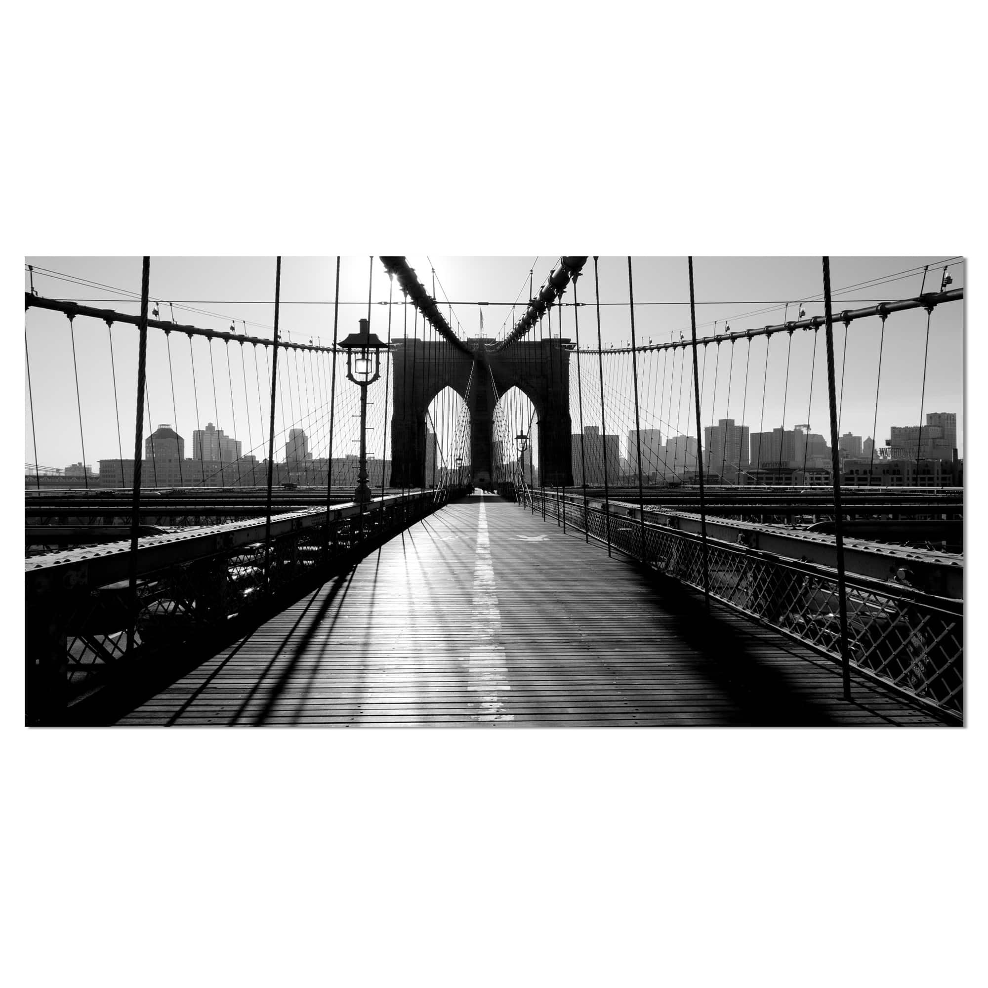 Designart - Dark Brooklyn Bridge - Cityscape Photo Canvas Print