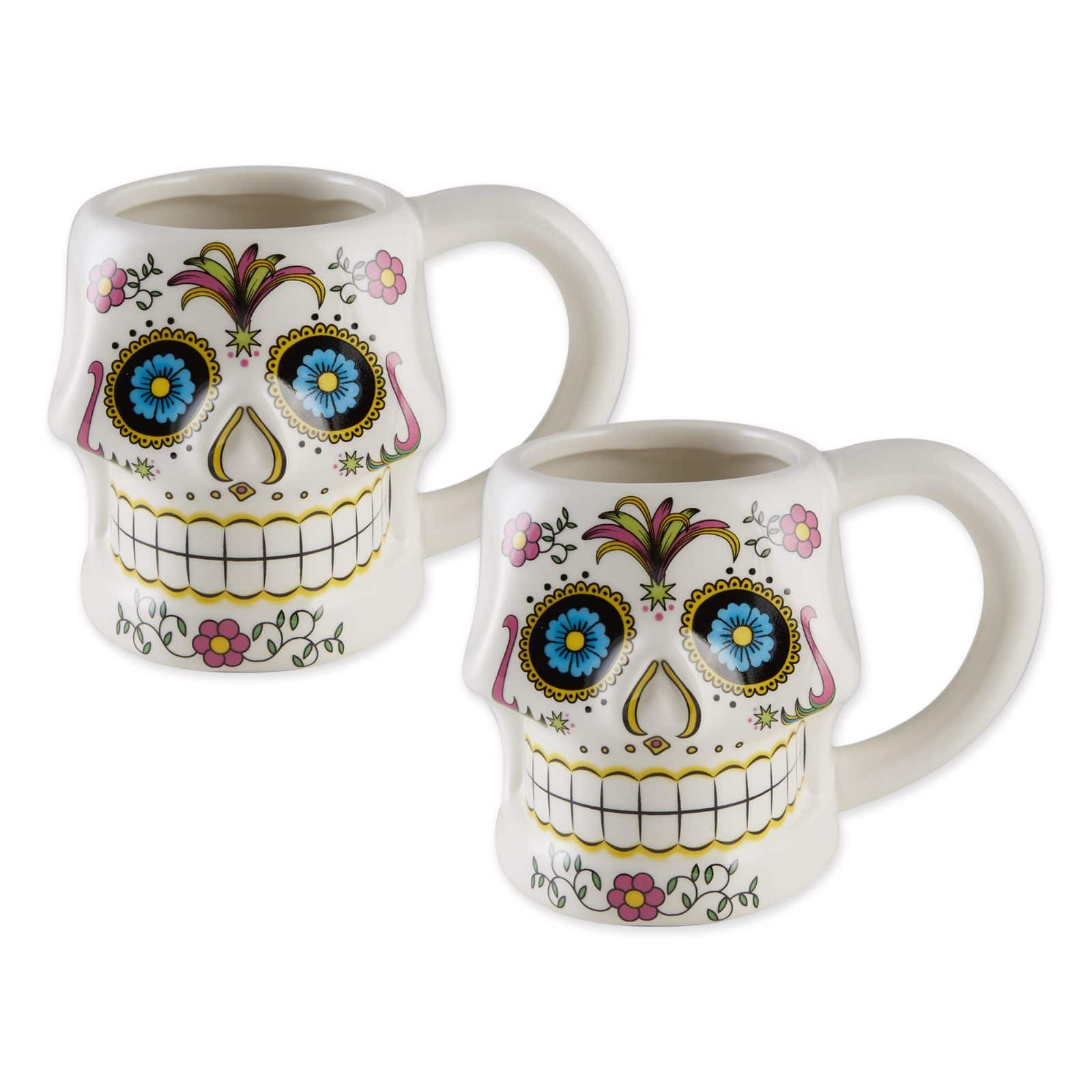 Halloween Day of the Dead Black coffee mug With Bone Handle New 
