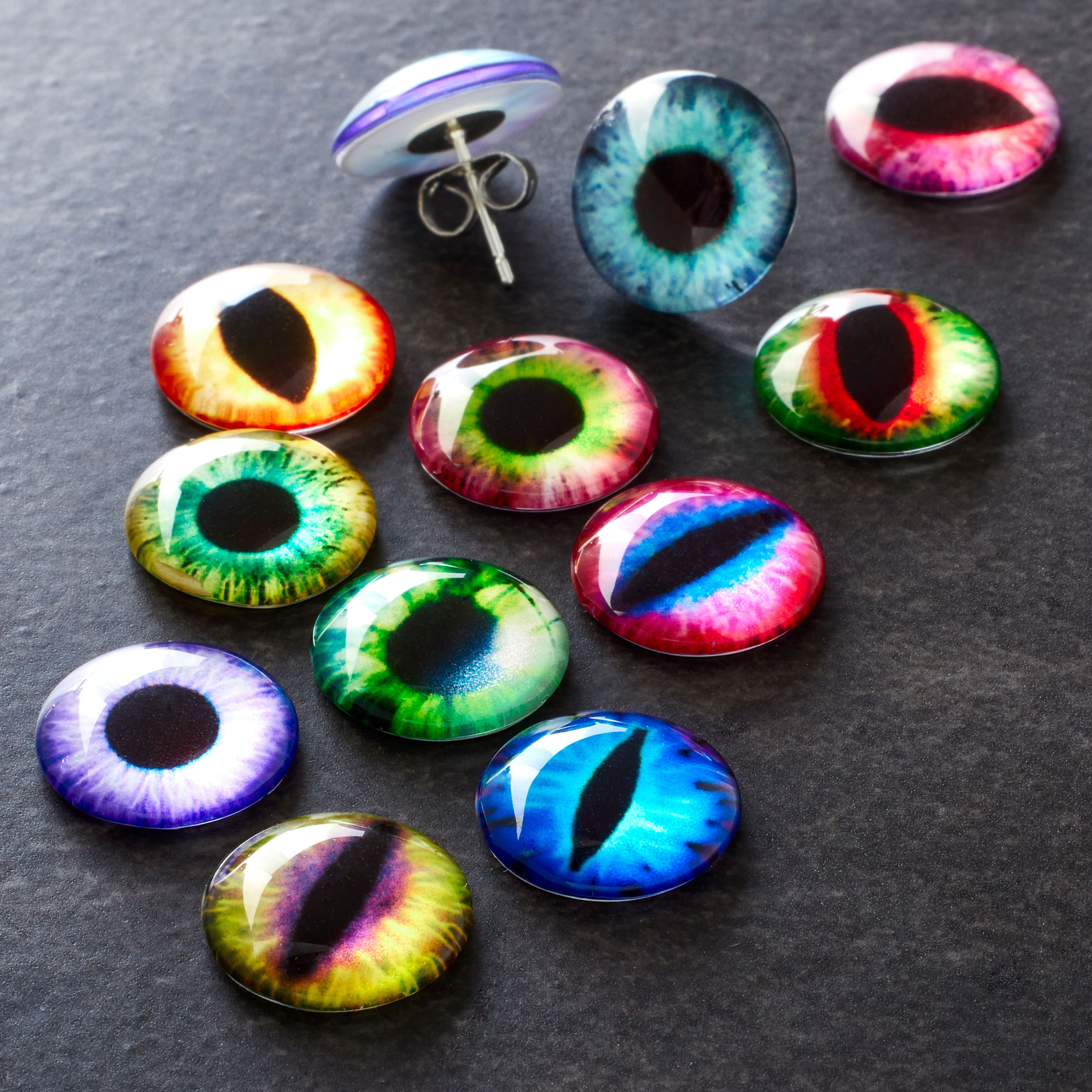 Found Objects Mixed Large Eye Glass Cabochons by Bead Landing