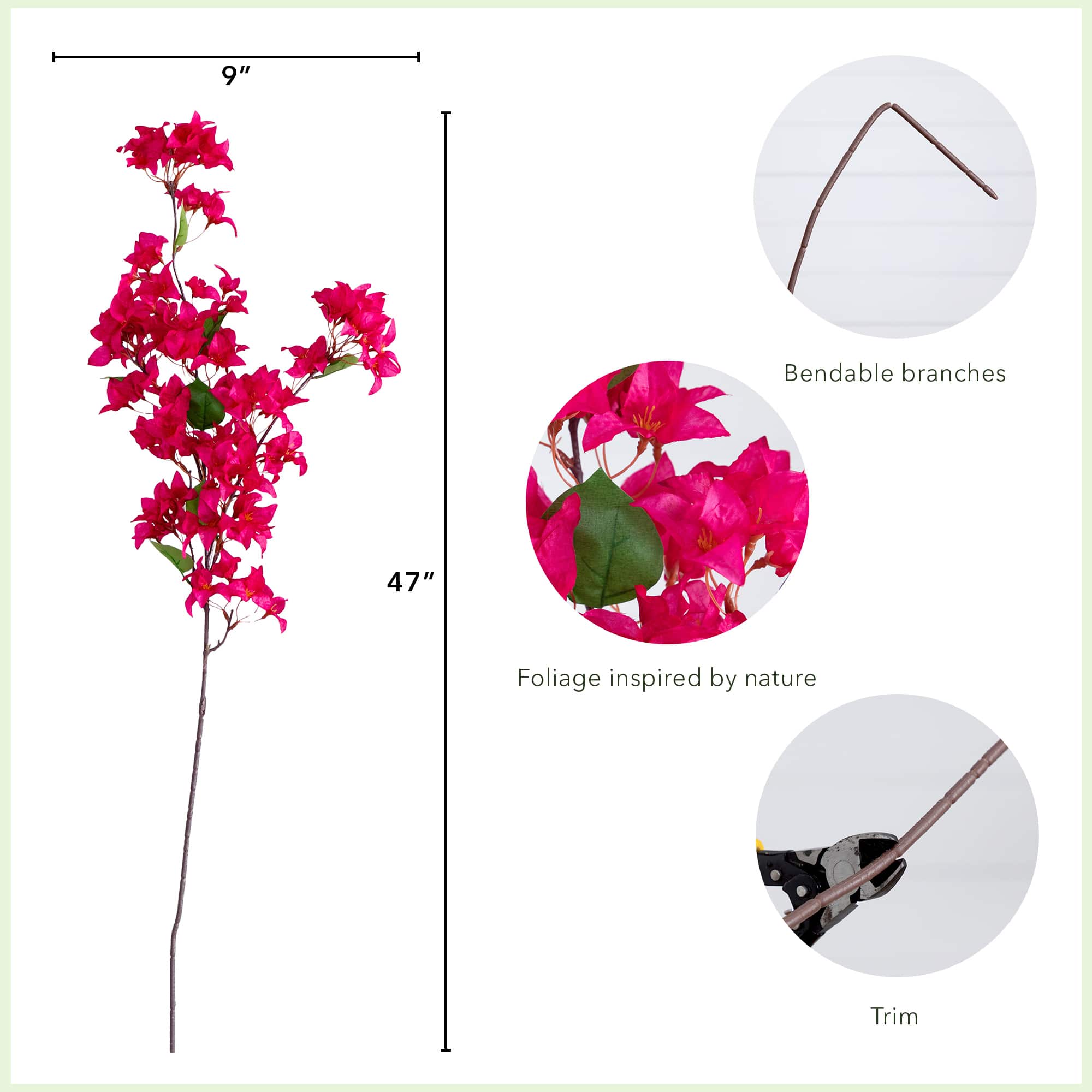47&#x22; Pink Bougainvillea Flower Stems, 3ct.