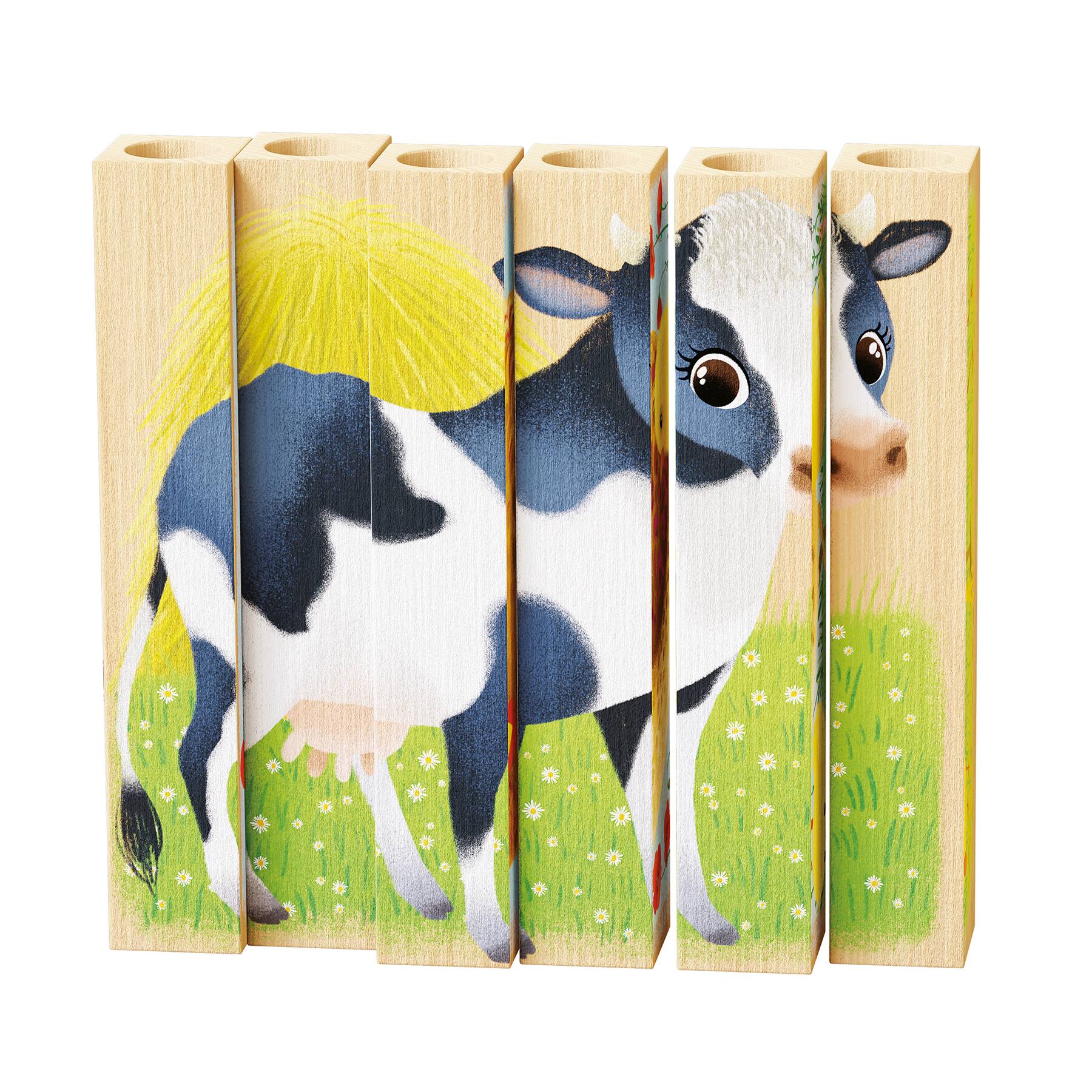 Quercetti&#xAE; Baby Farm Animals Mix-N-Match Wood Puzzle