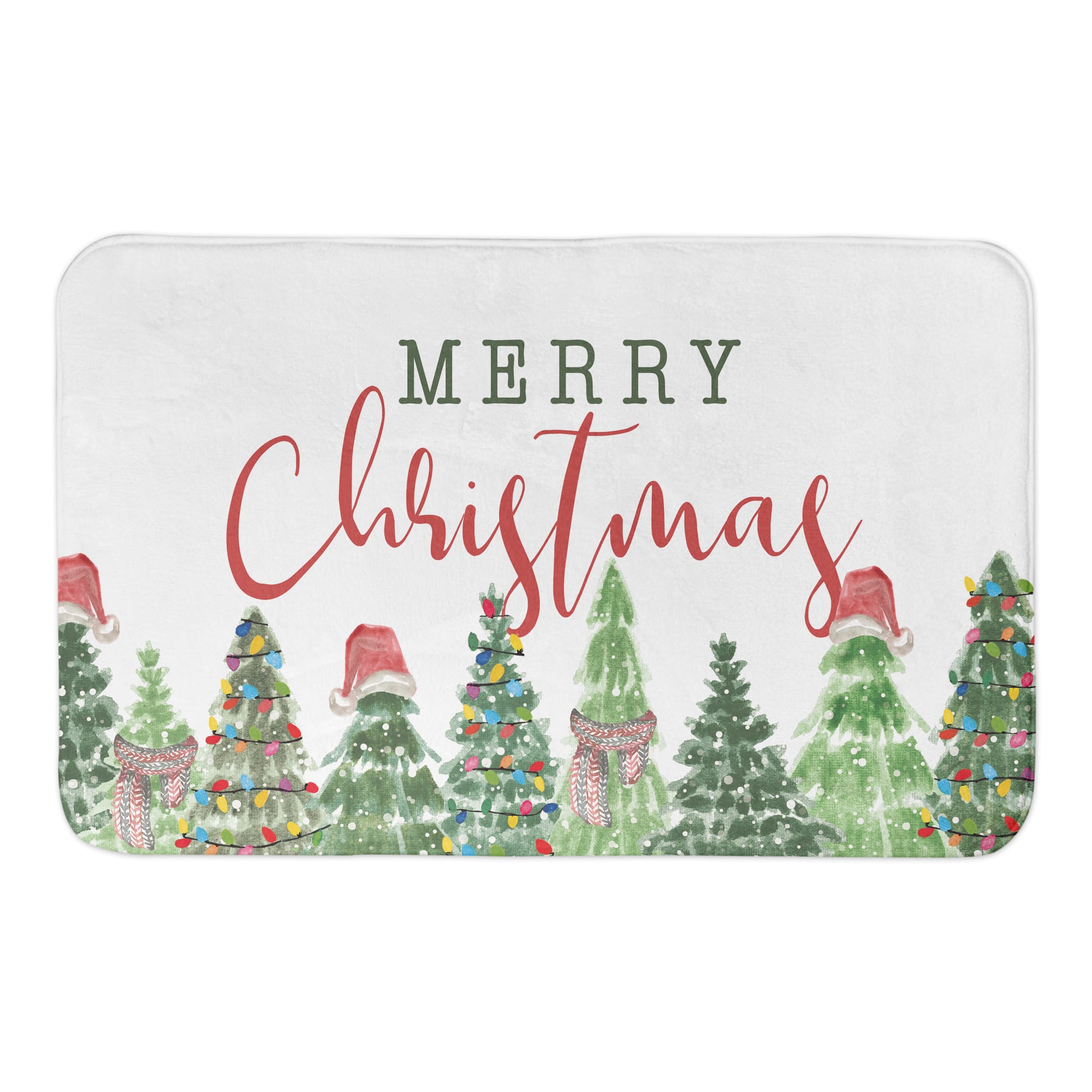 Merry Christmas Gnome Trees Bath Mat