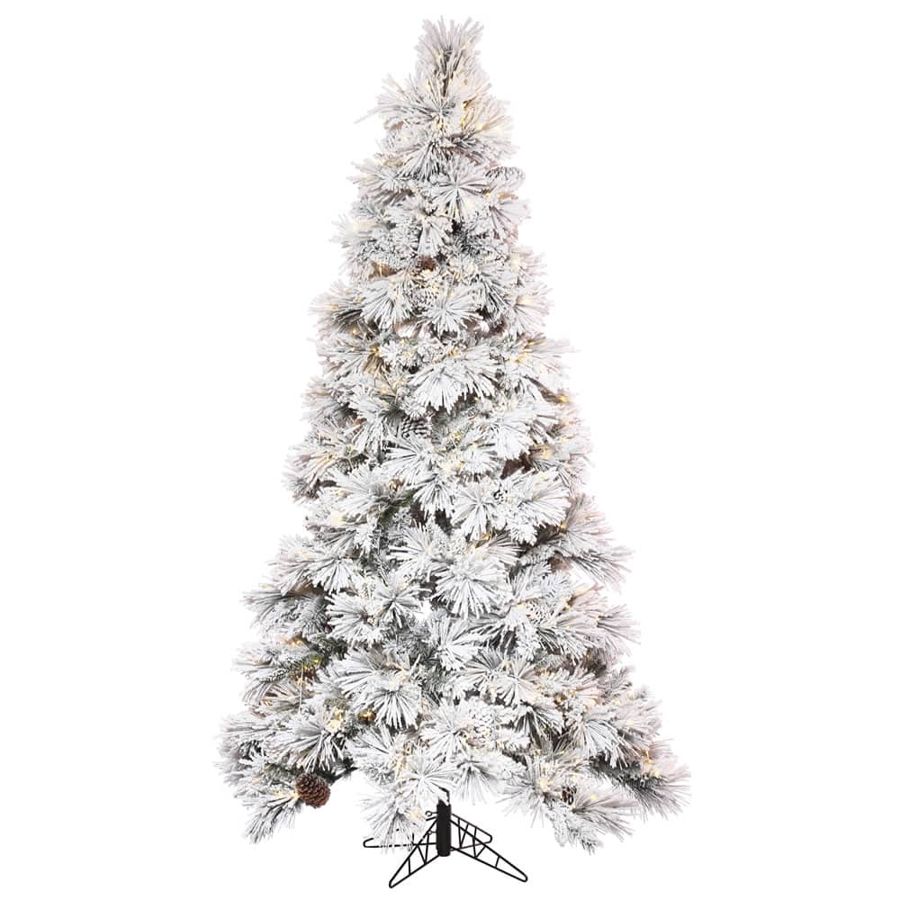 6ft. Pre-Lit Flocked Atka Pencil Artificial Christmas tree, Warm White LED Lights