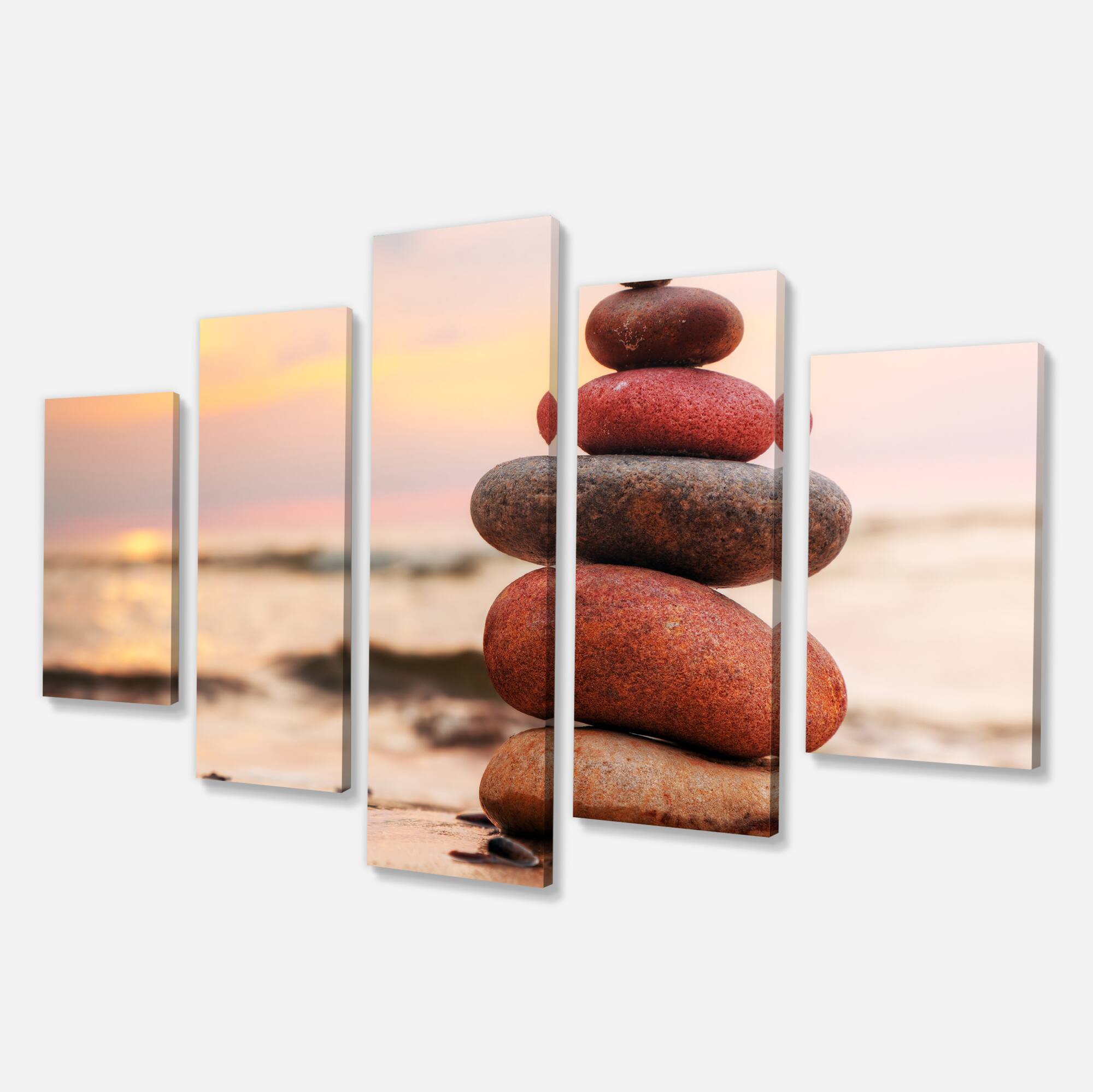 Designart - Stones Pyramid on Sand Symbolizing Zen