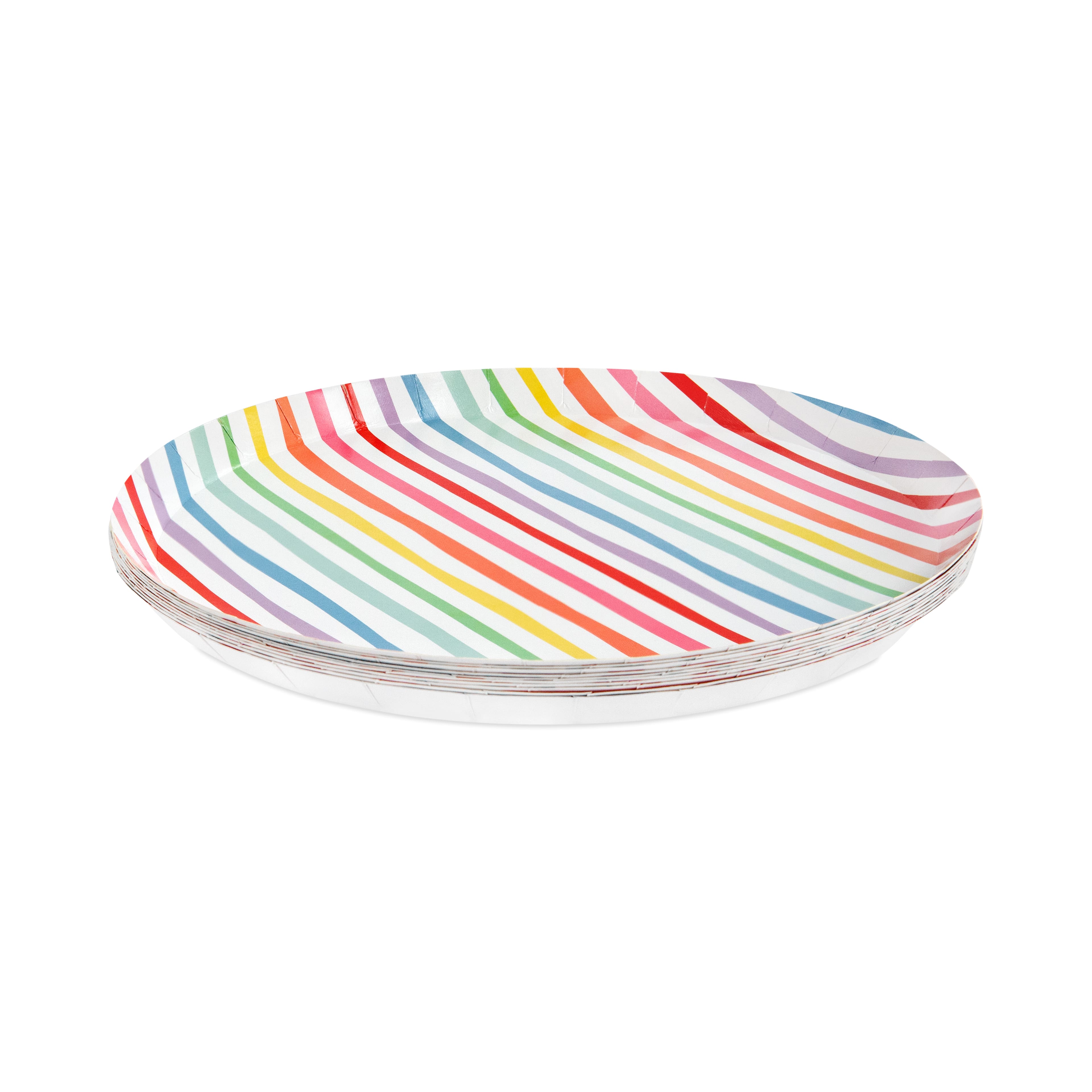 9&#x22; Rainbow Stripe Paper Plates by Celebrate It&#x2122;, 10ct.