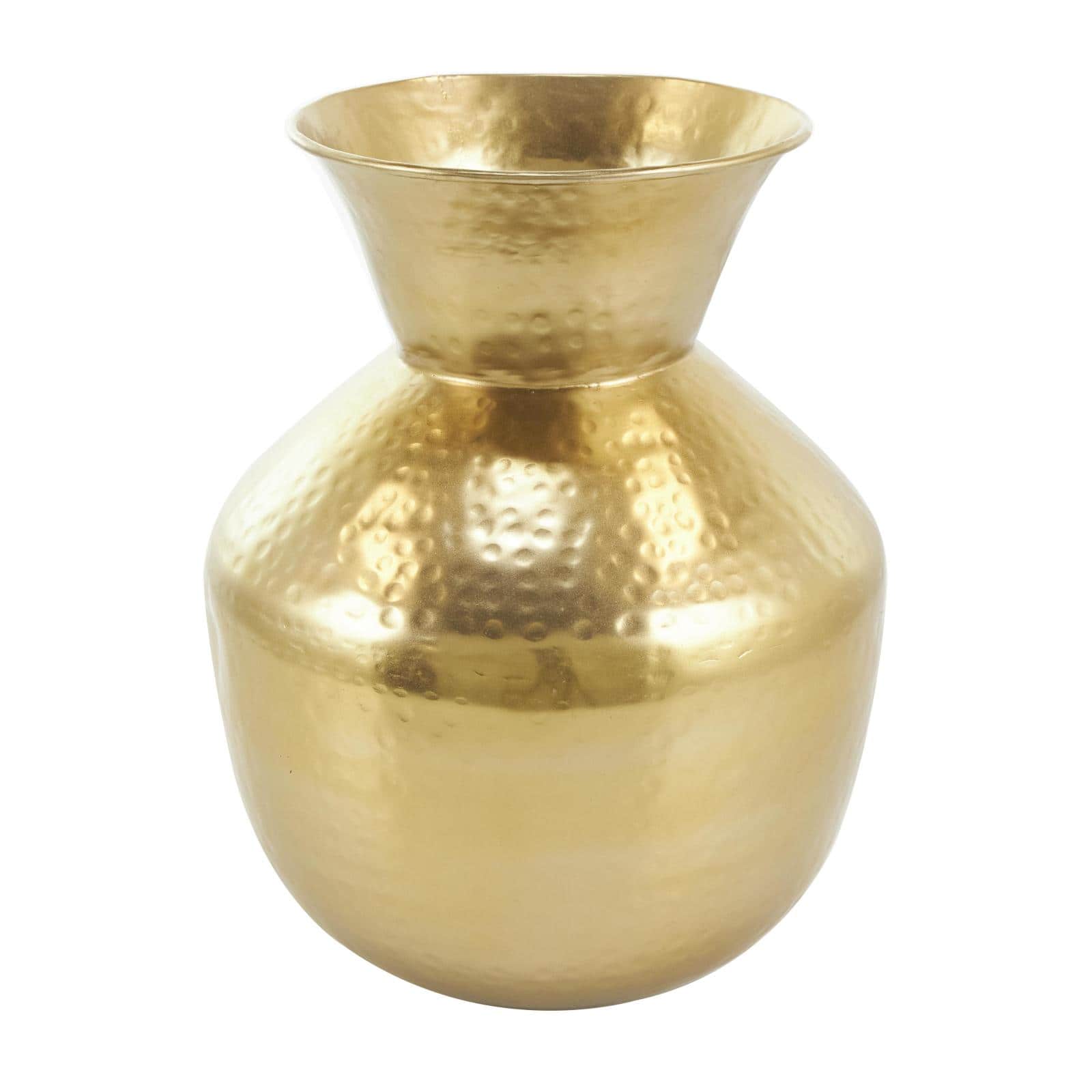 13&#x22; Gold Hammered Texture Metal Vase