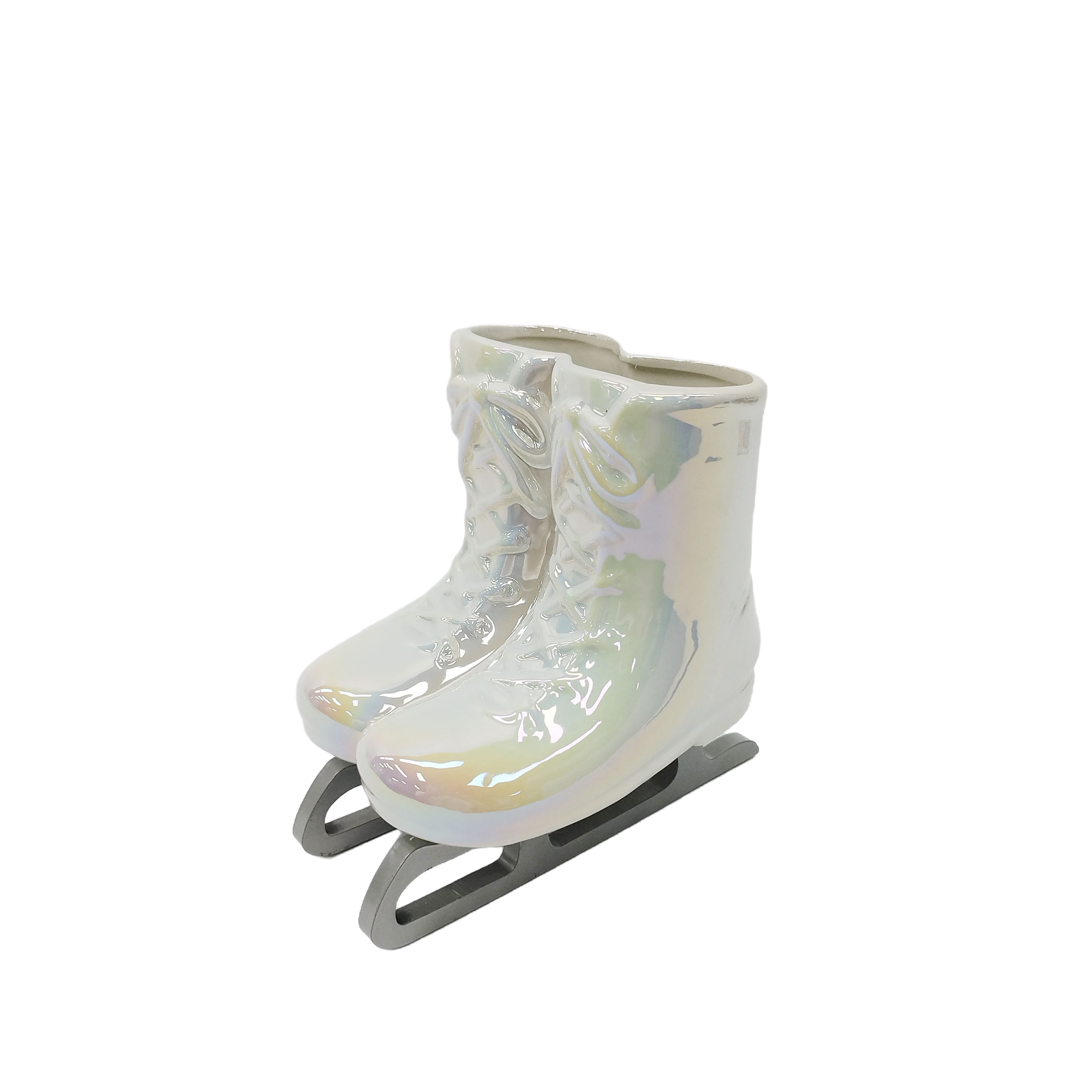 8&#x22; Iridescent White Ice Skates Ceramic Tabletop D&#xE9;cor by Ashland&#xAE;