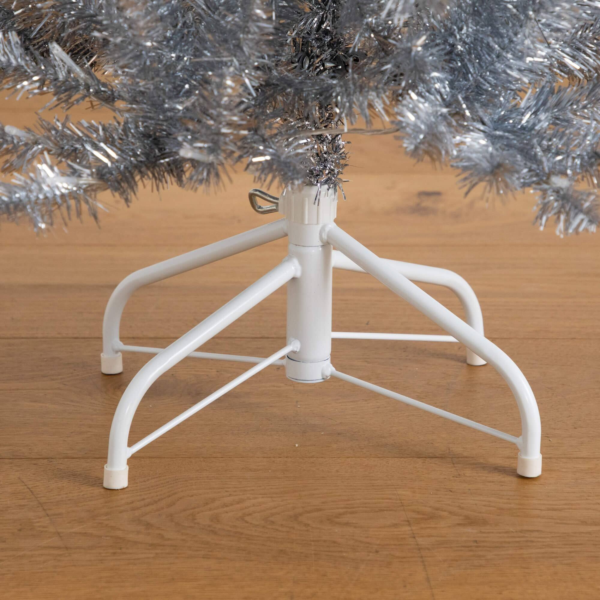 4ft. Pre-Lit Silver Tinsel Artificial Christmas Tree, Cool White Lights