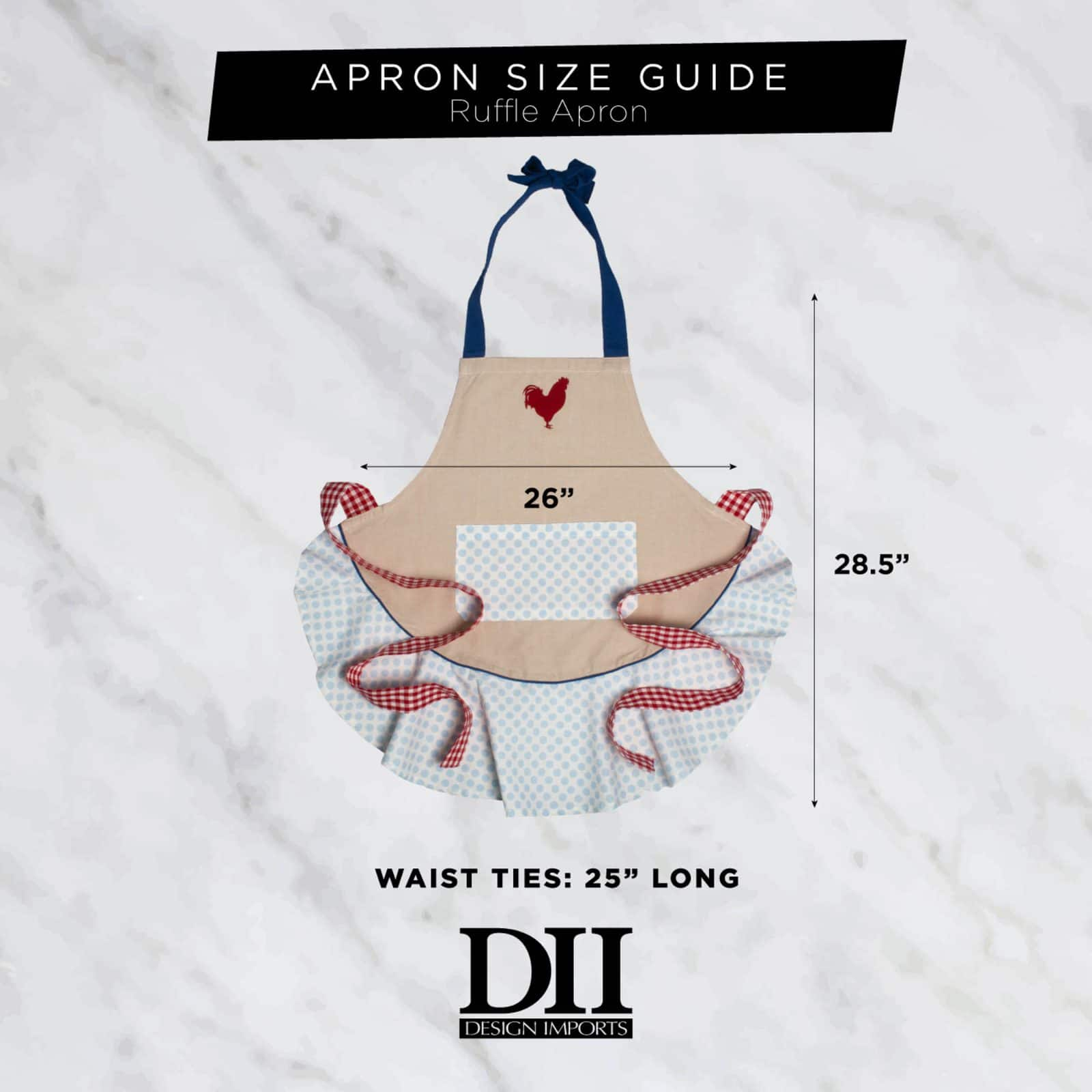 DII&#xAE; Red Rooster Ruffle Apron