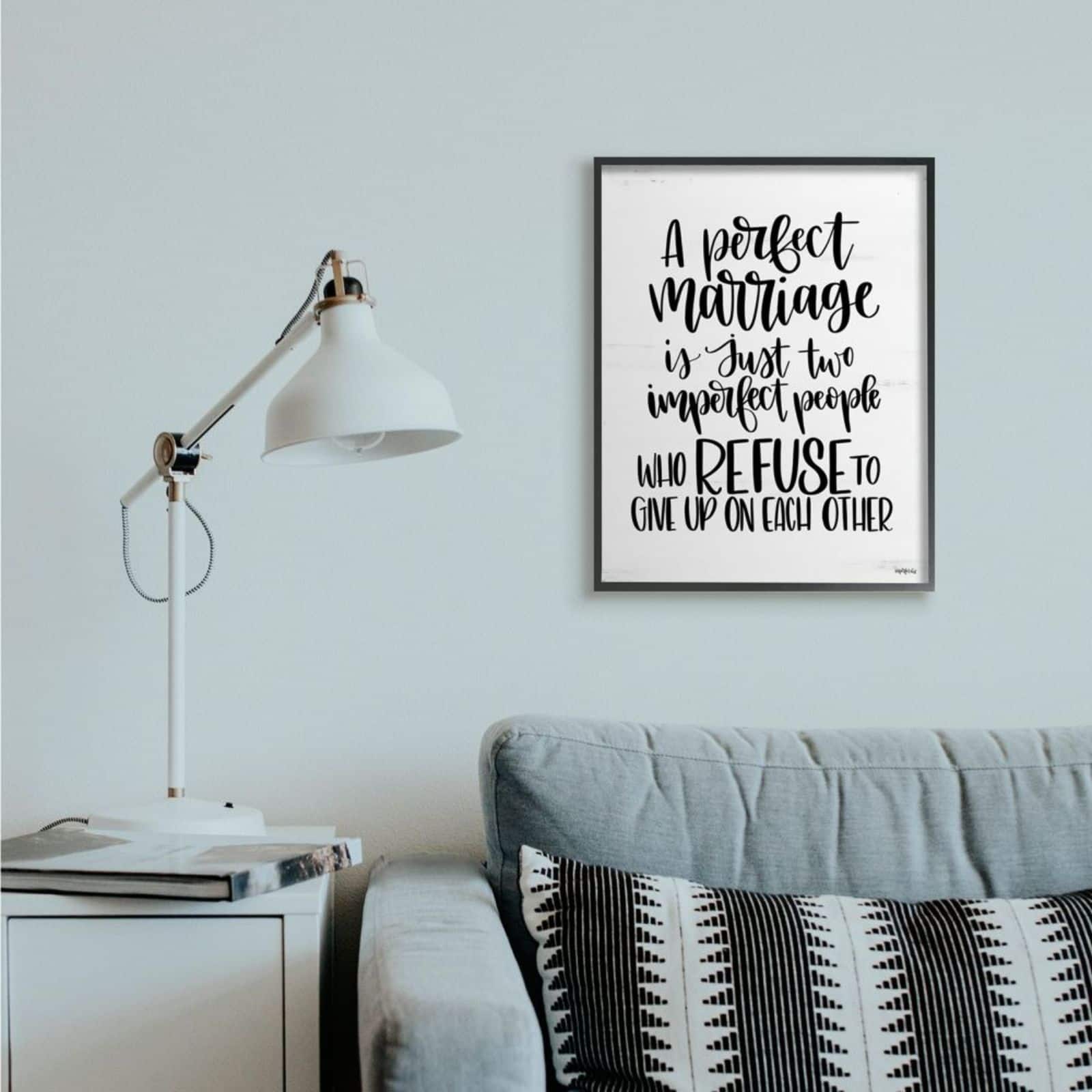 Stupell Industries Perfect Marriage Imperfect People Phrase Love Quote Black Framed Wall Art