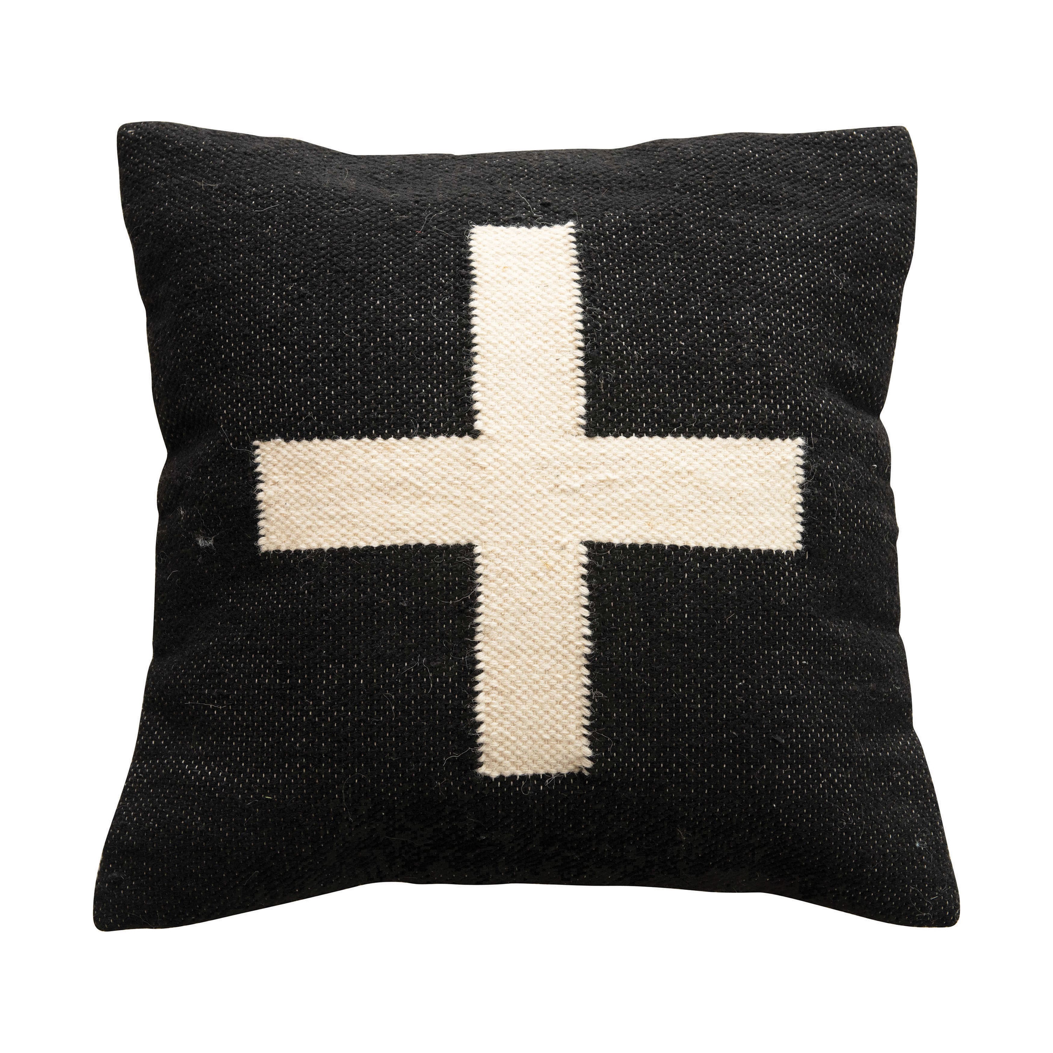 20&#x22; x 20&#x22; Swiss Cross Cotton Wool Throw Pillow
